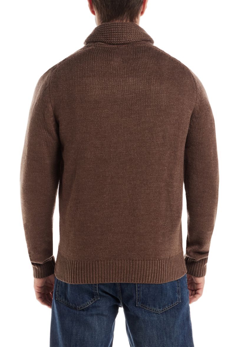 Mens Cable Knit Fisherman Toggle Sweater 