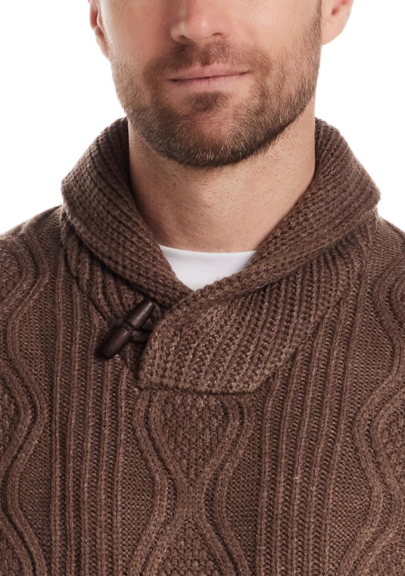 Mens Cable Knit Fisherman Toggle Sweater 