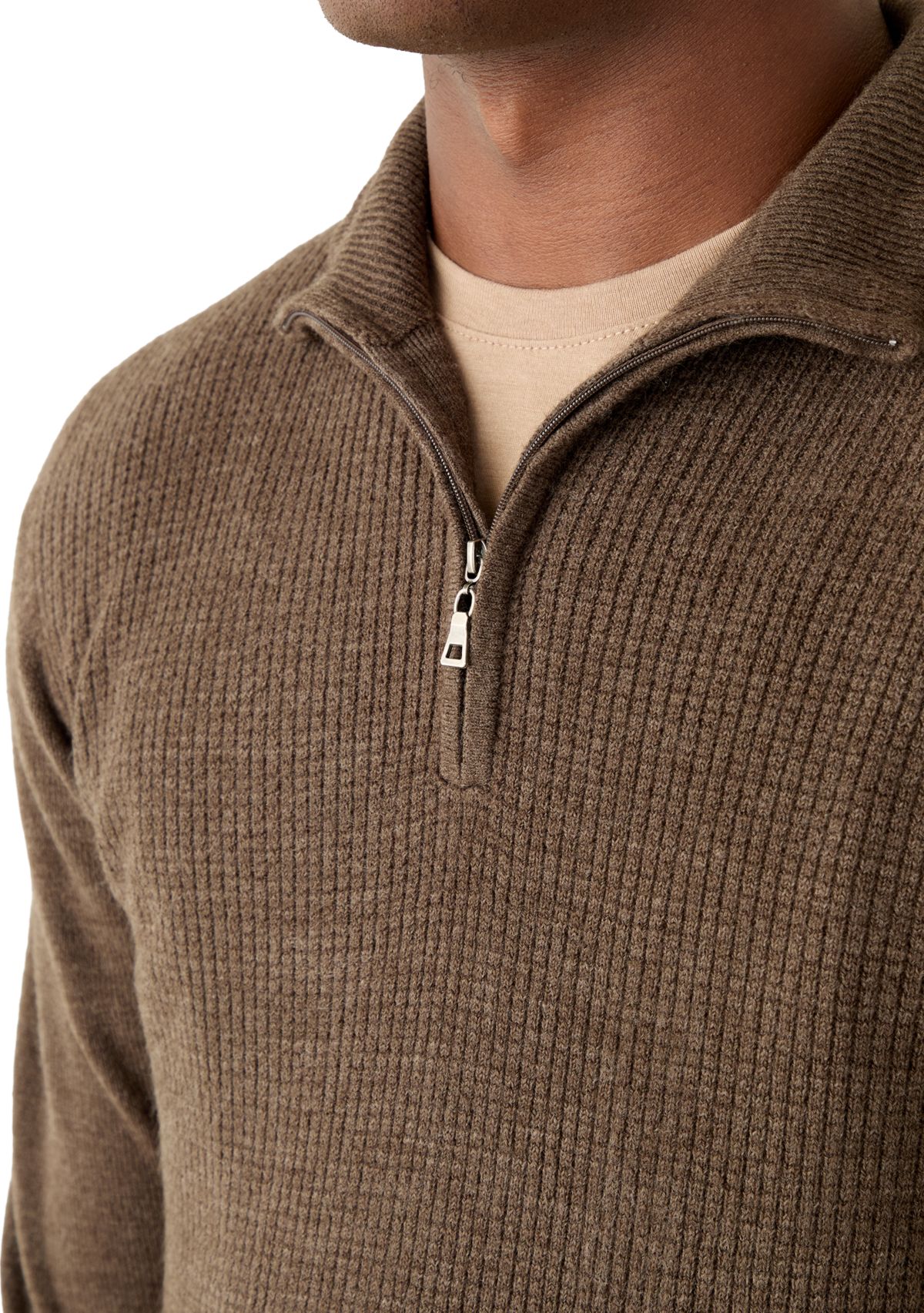 Mens Textured 1/4 Zip Sweater