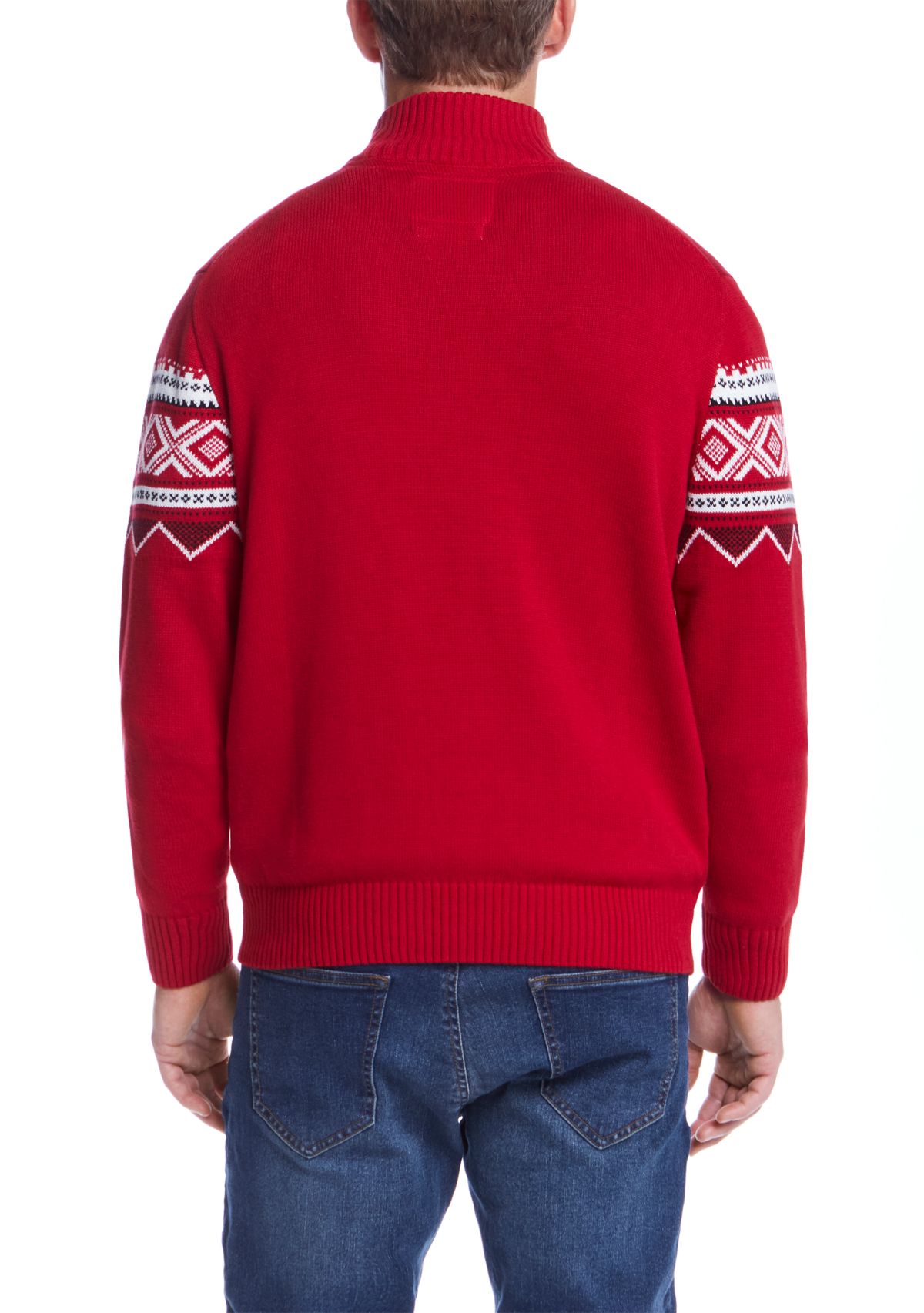 Mens Fairisle Quarter Zip Sweater 