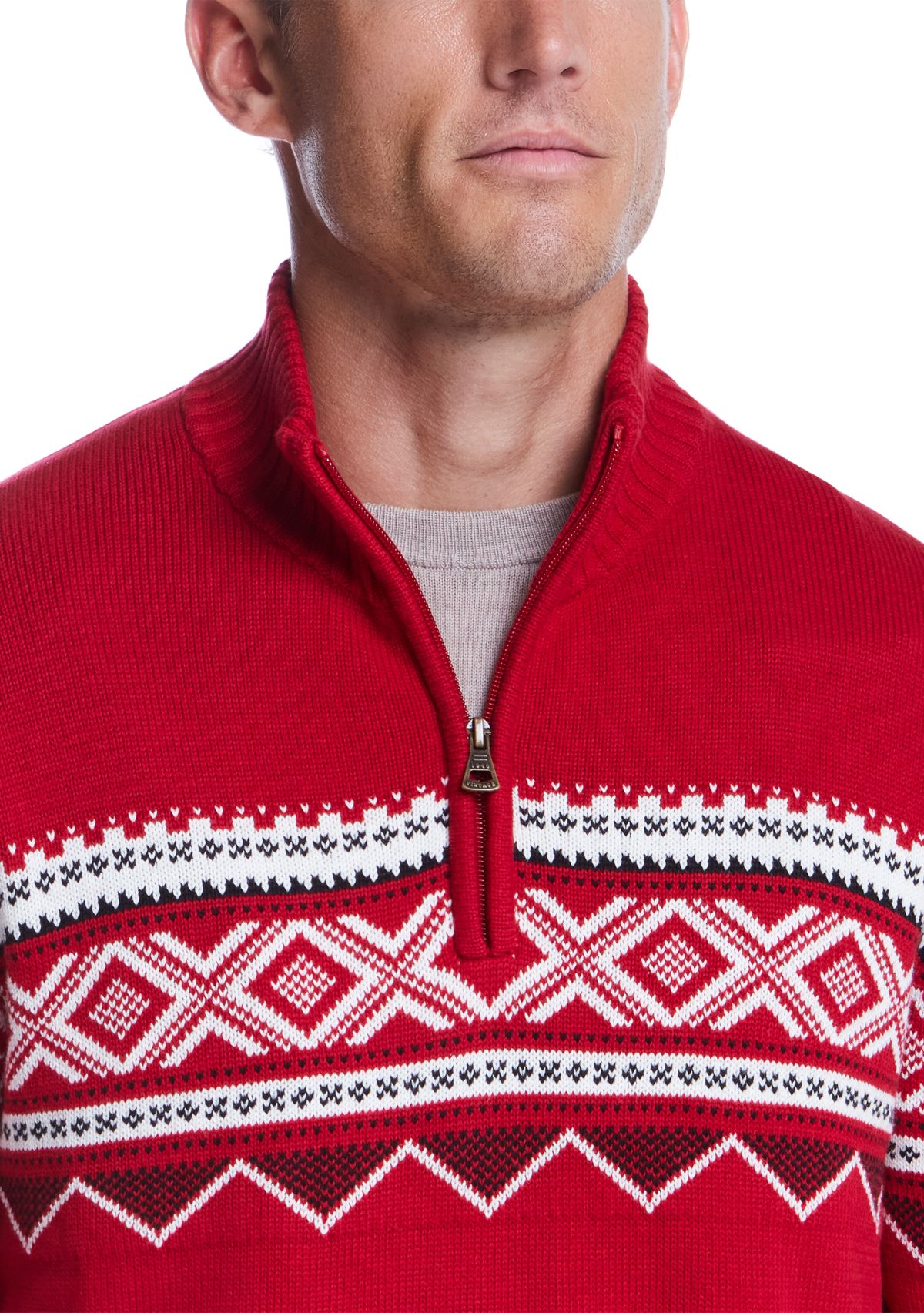 Mens Fairisle Quarter Zip Sweater 