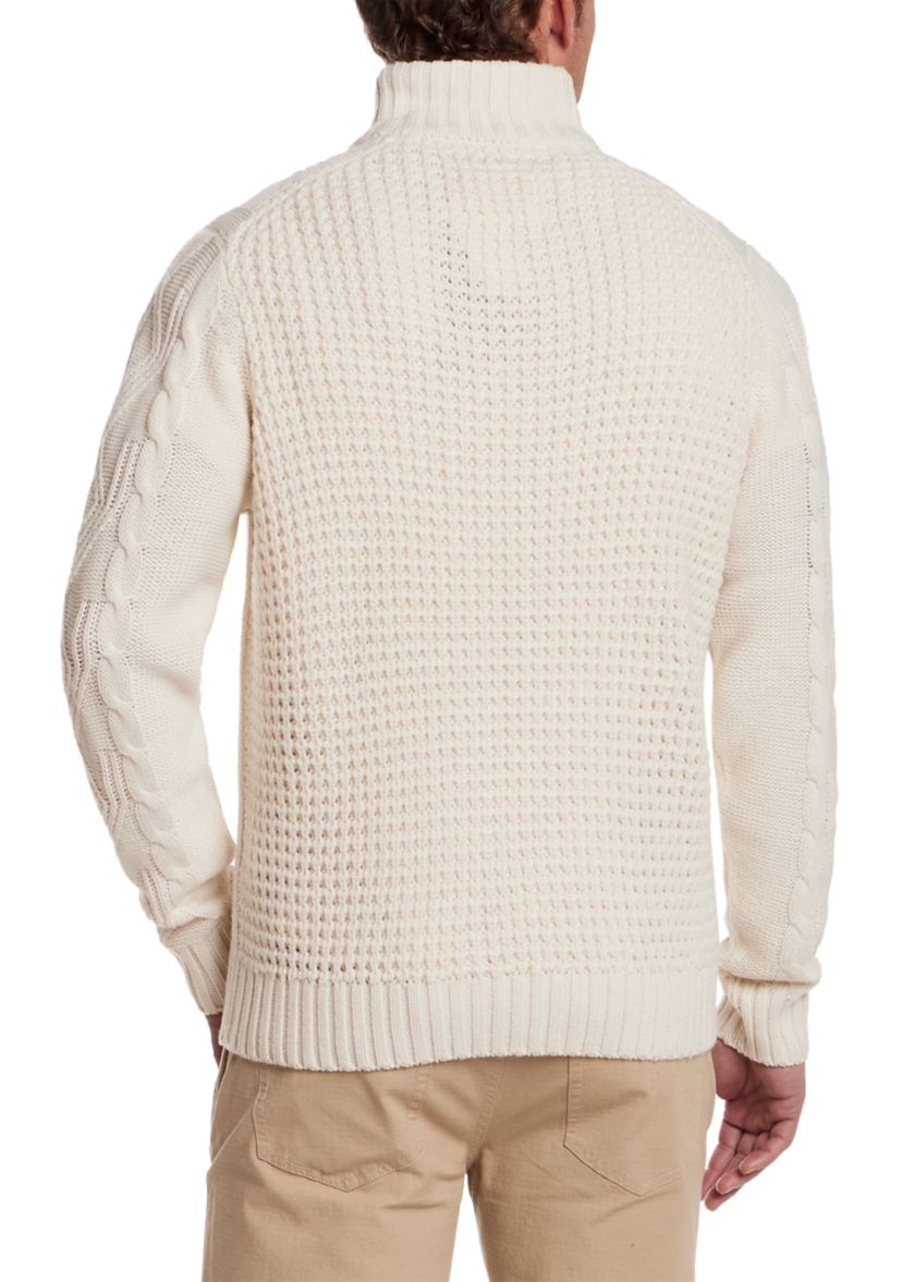 Mens Chunky Cable Quarter Zip Sweater 