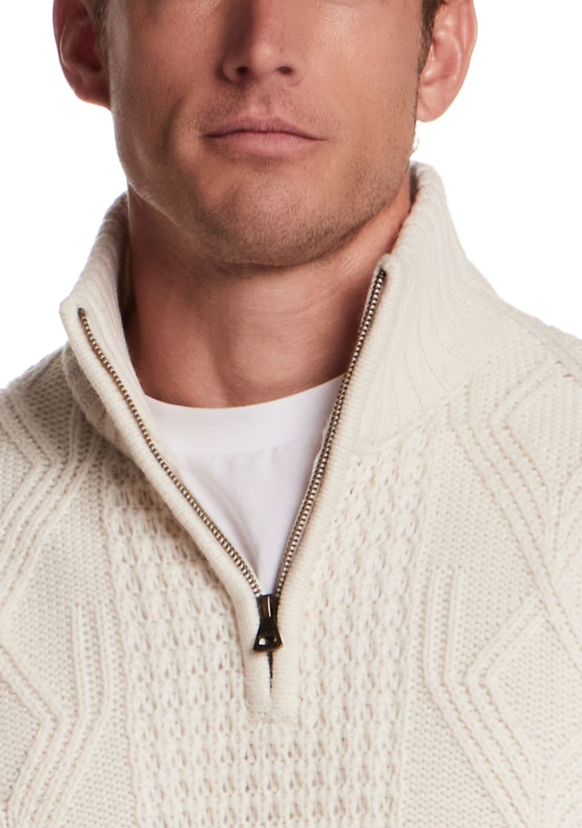 Mens Chunky Cable Quarter Zip Sweater 