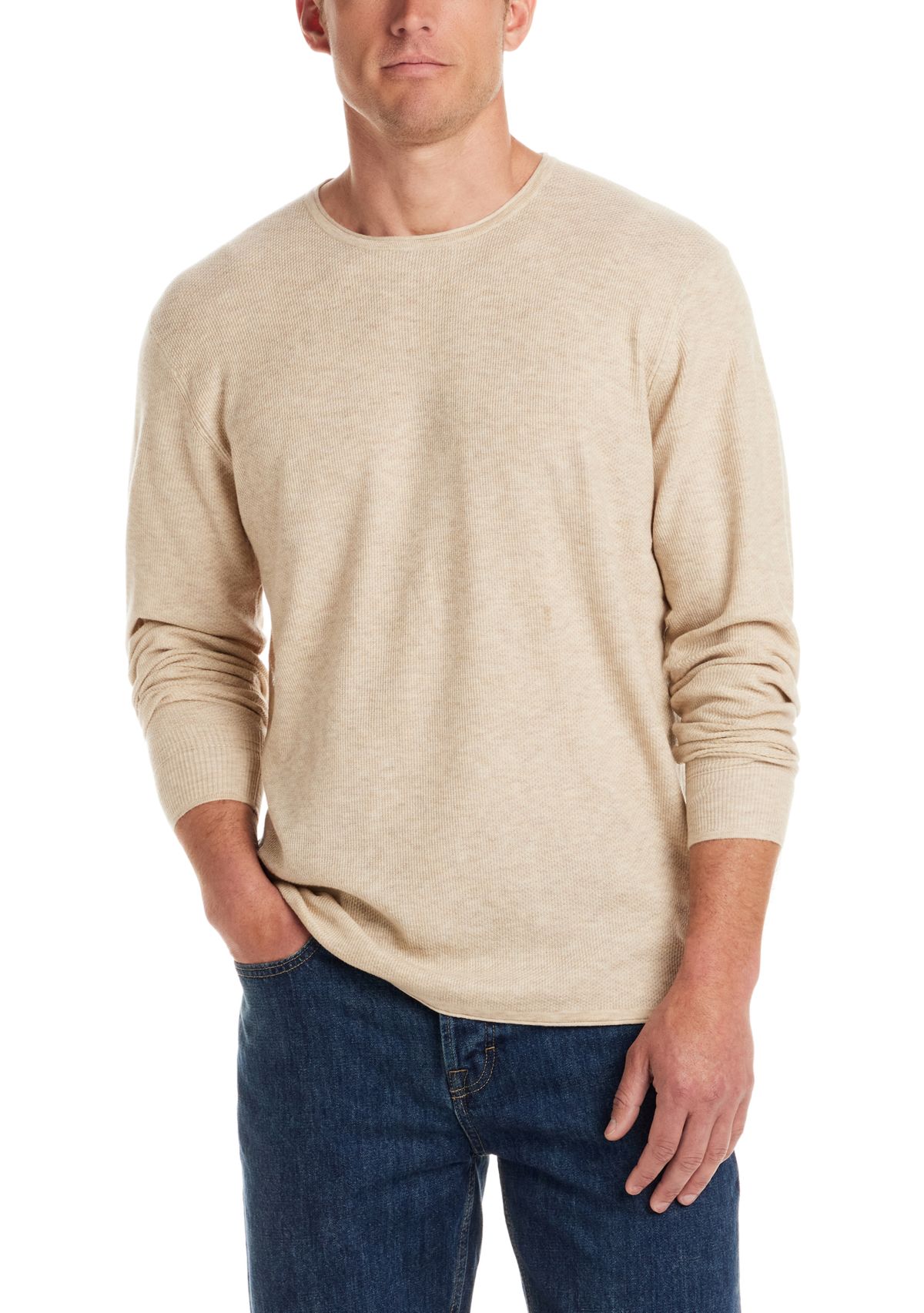 Mens Textured Roll Neck Marino Blend Sweater
