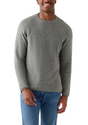 Weatherproof Vintage Men's Solid Donegal Crew Neck Sweater, Grey, 2XL