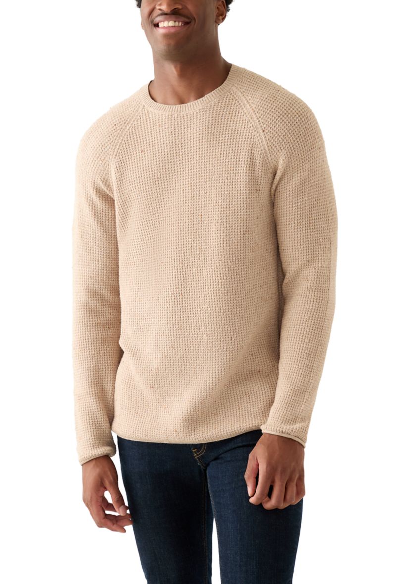 Mens Solid Donegal Crew Neck Sweater