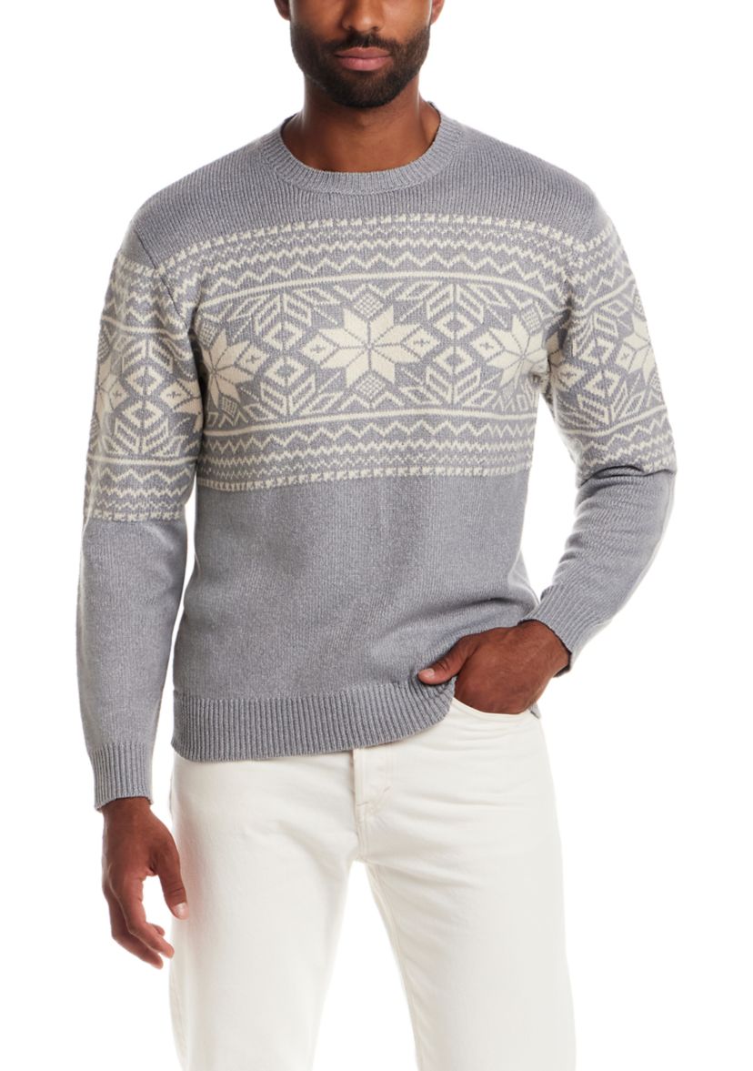 Mens Super Soft Snowflake Crew Neck Sweater