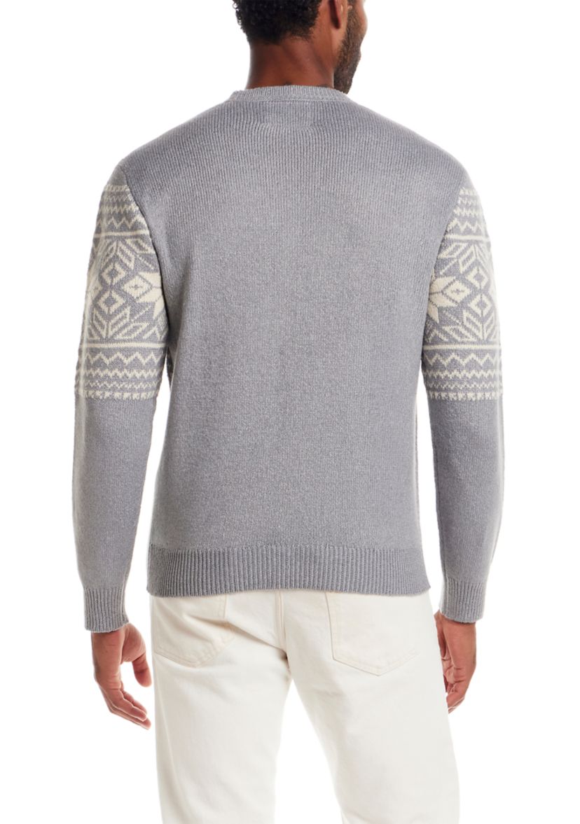 Mens Super Soft Snowflake Crew Neck Sweater