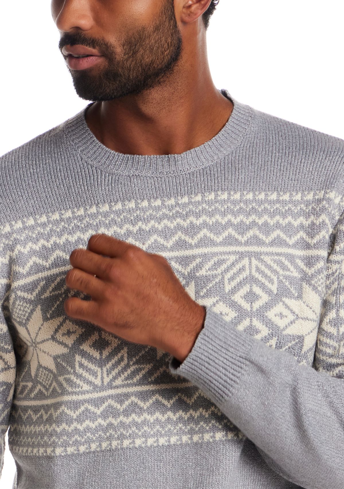 Mens Super Soft Snowflake Crew Neck Sweater