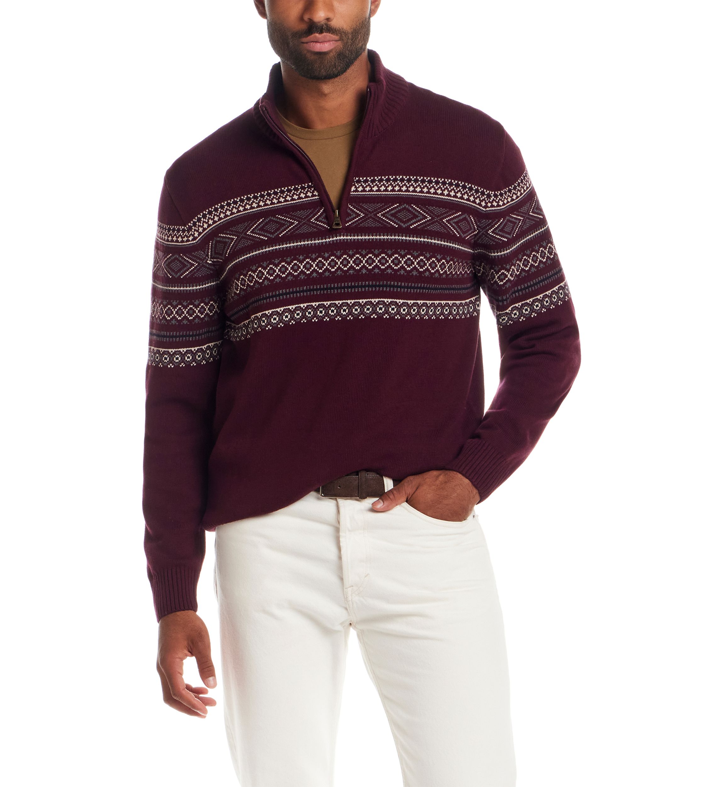 Weatherproof Vintage Men's Fairisle Quarter Zip Sweater | Belk
