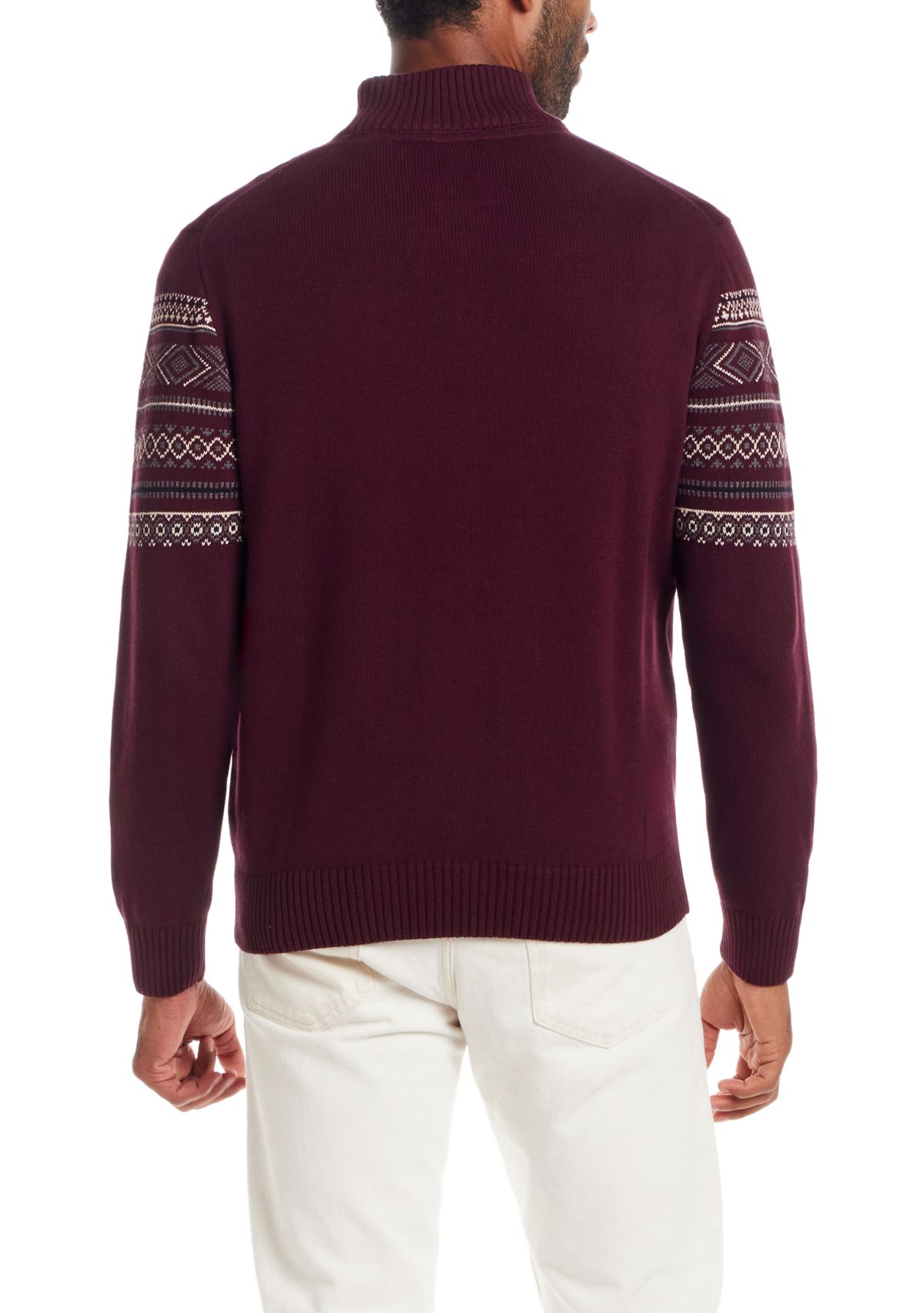 Mens Fairisle Quarter Zip Sweater