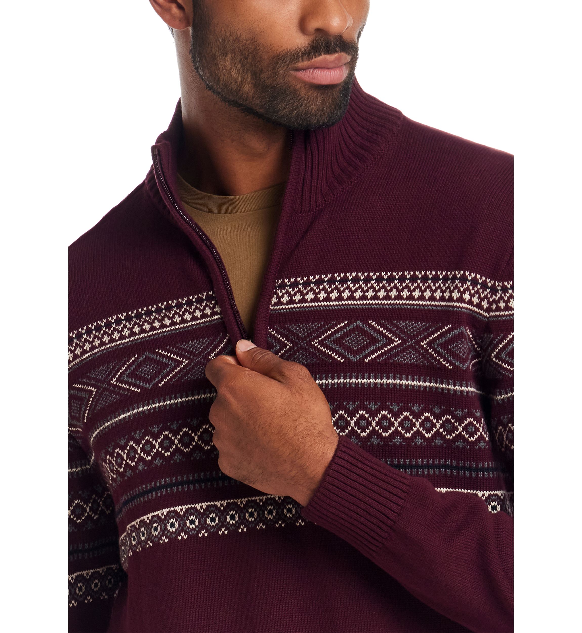 Weatherproof Vintage Men's Fairisle Quarter Zip Sweater | Belk