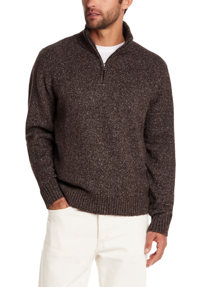 Mens Fuzzy Quarter Zip Sweater