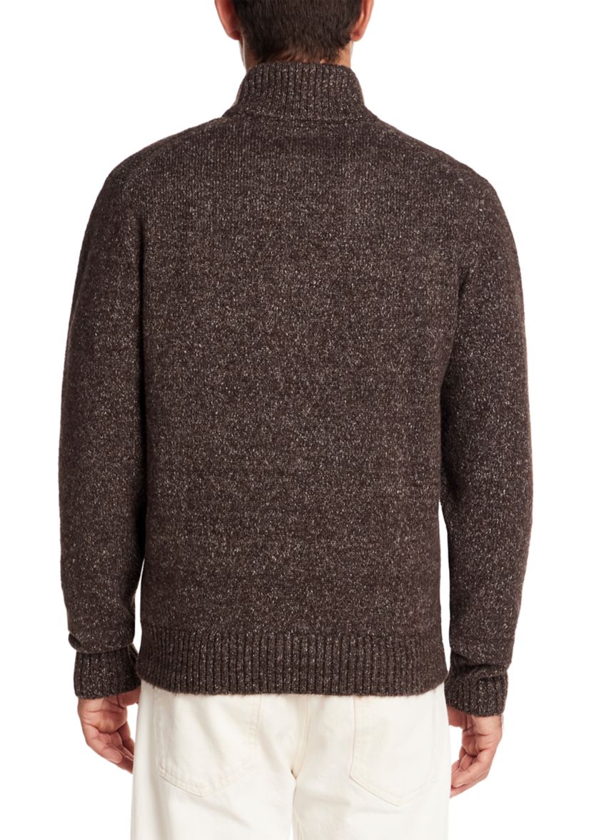 Mens Fuzzy Quarter Zip Sweater