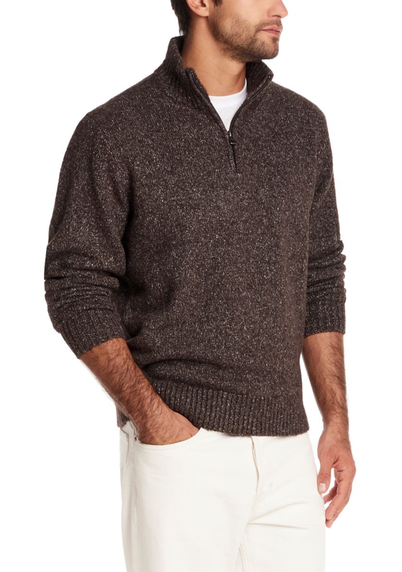 Mens Fuzzy Quarter Zip Sweater