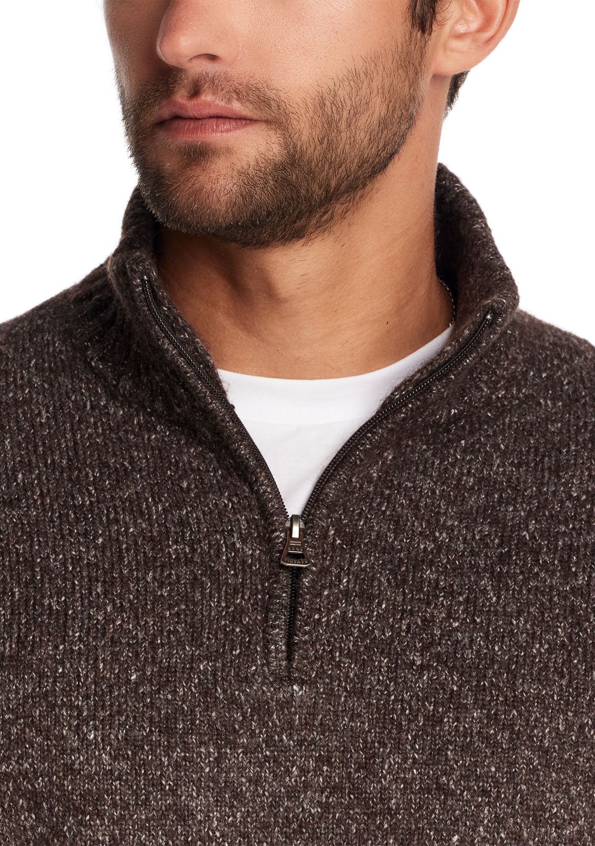 Mens Fuzzy Quarter Zip Sweater
