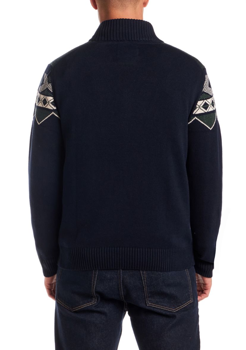 Weatherproof Vintage Mens Southwest Quarter Zip Sweater