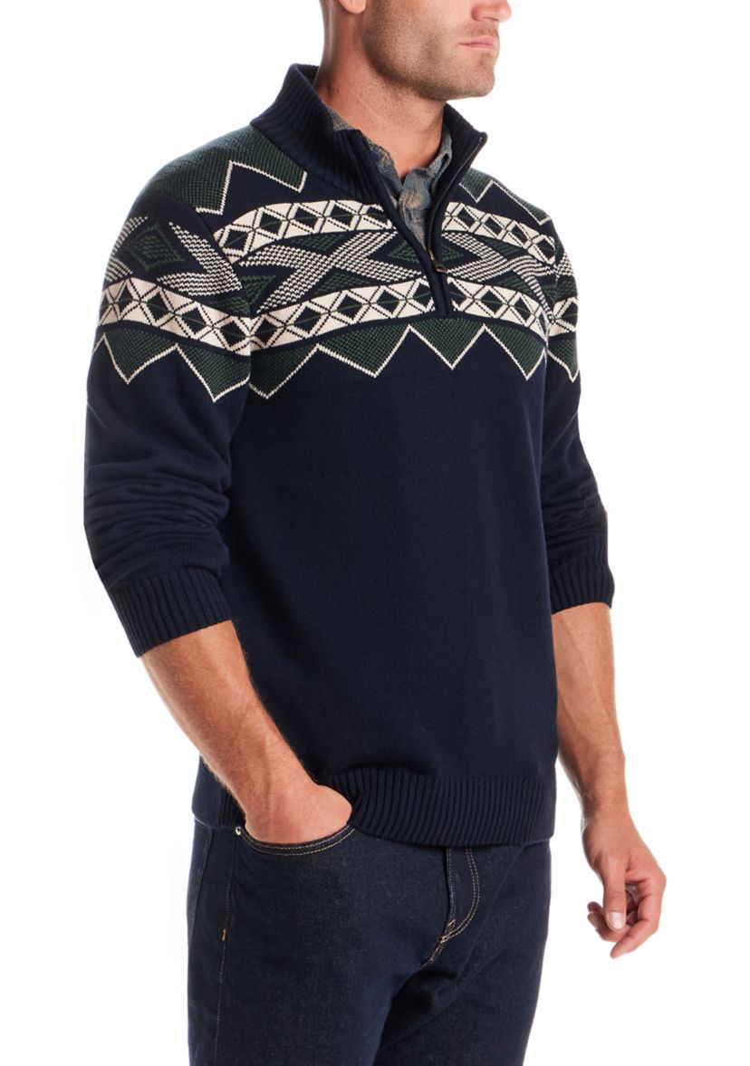 Weatherproof Vintage Mens Southwest Quarter Zip Sweater