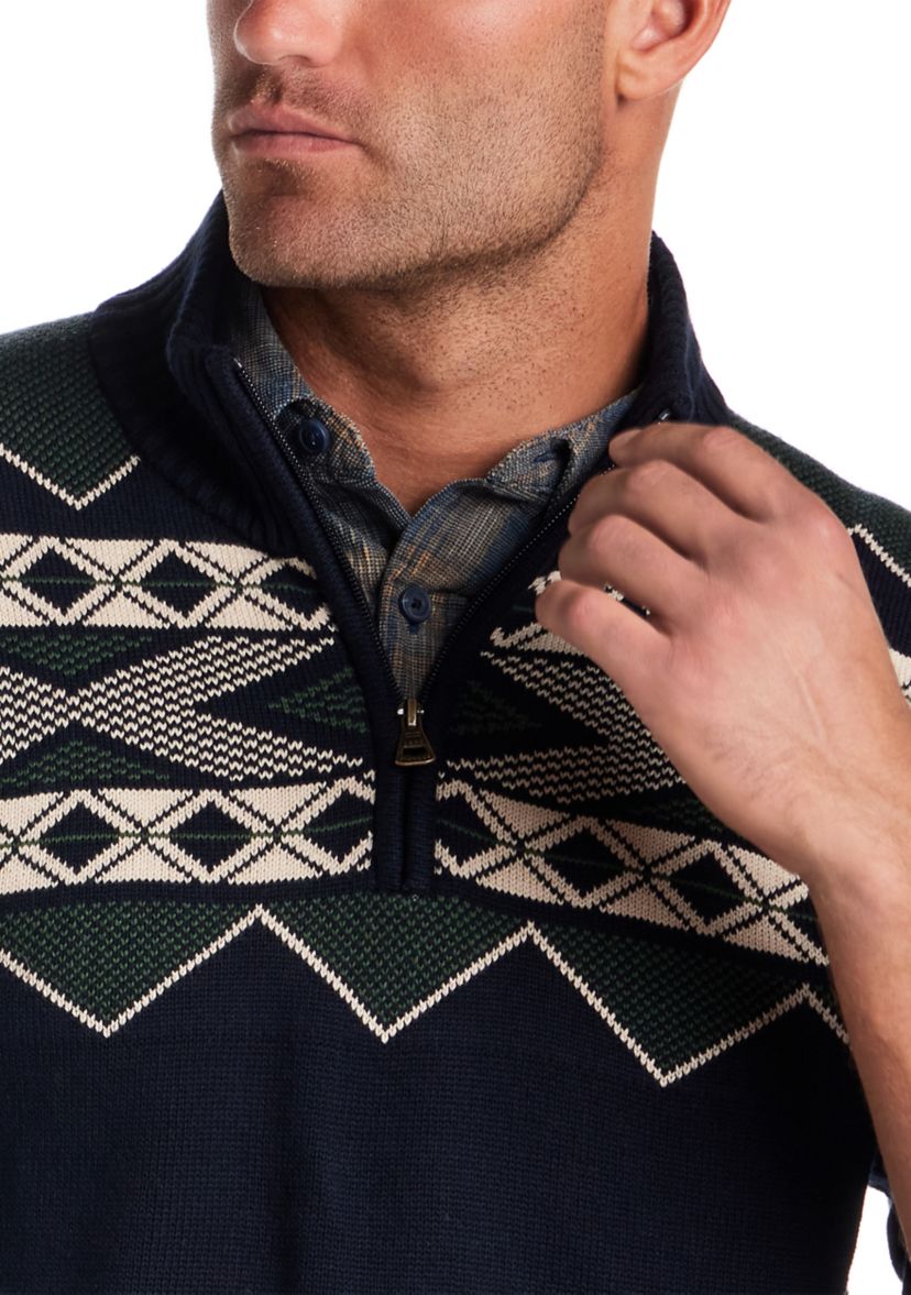 Weatherproof Vintage Mens Southwest Quarter Zip Sweater