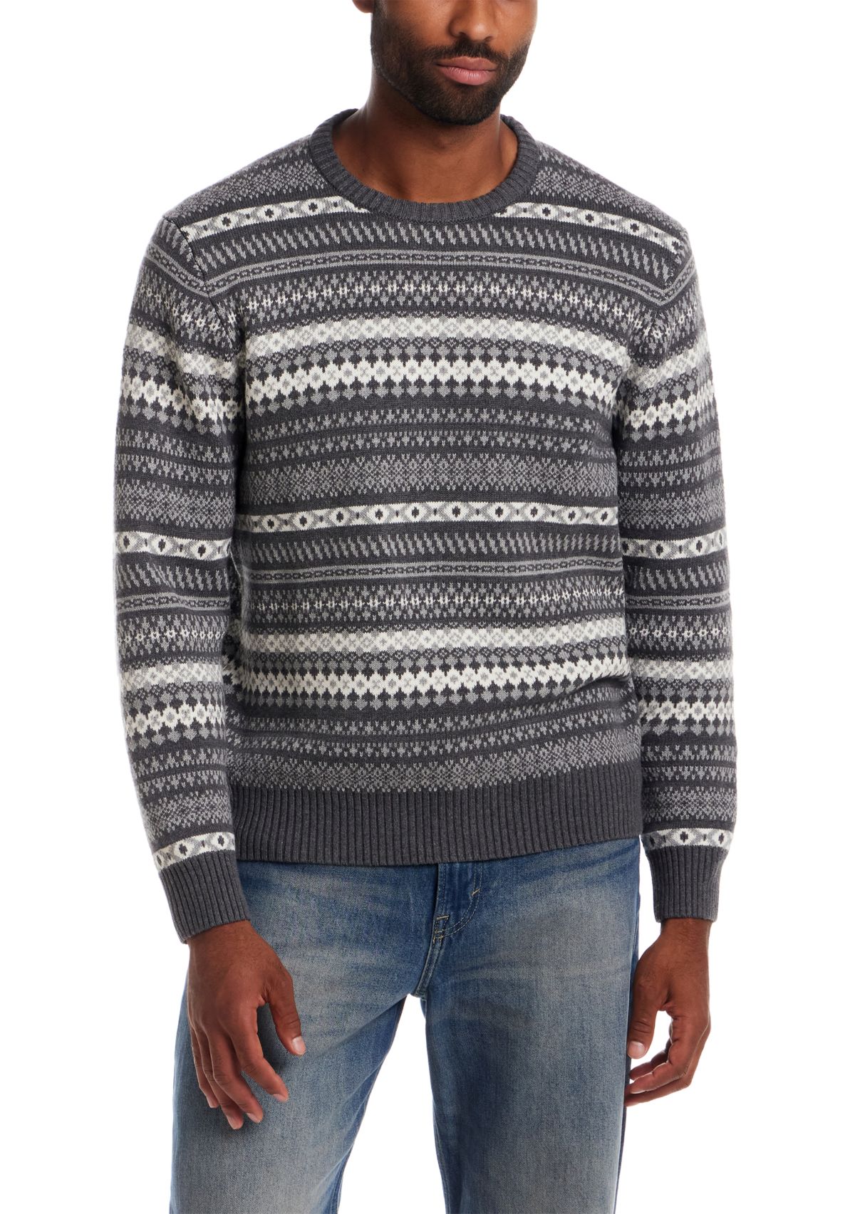 Mens All Over Fairisle Crew Neck Sweater
