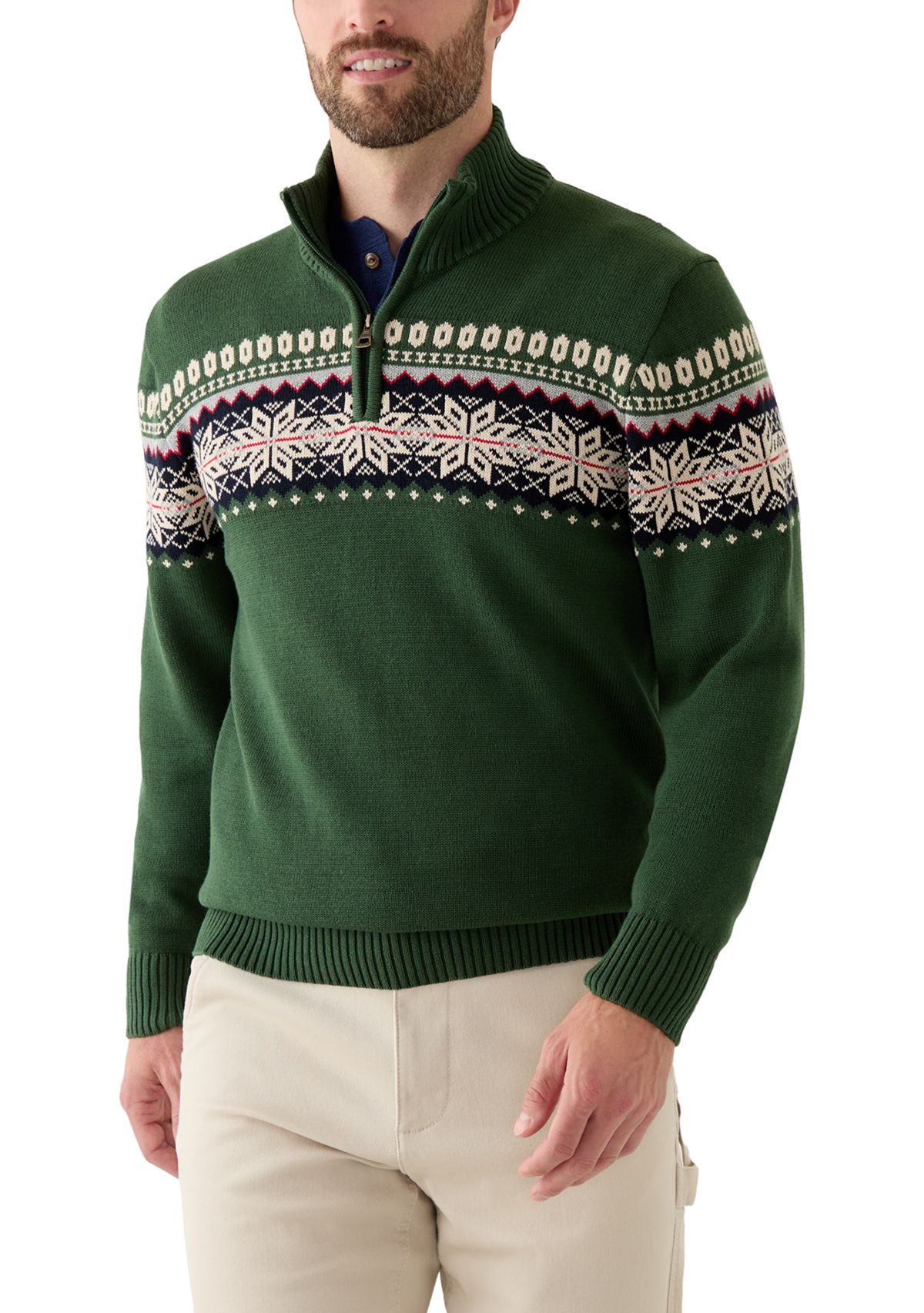 Mens Bold Yoke 3/4 Zip Sweater