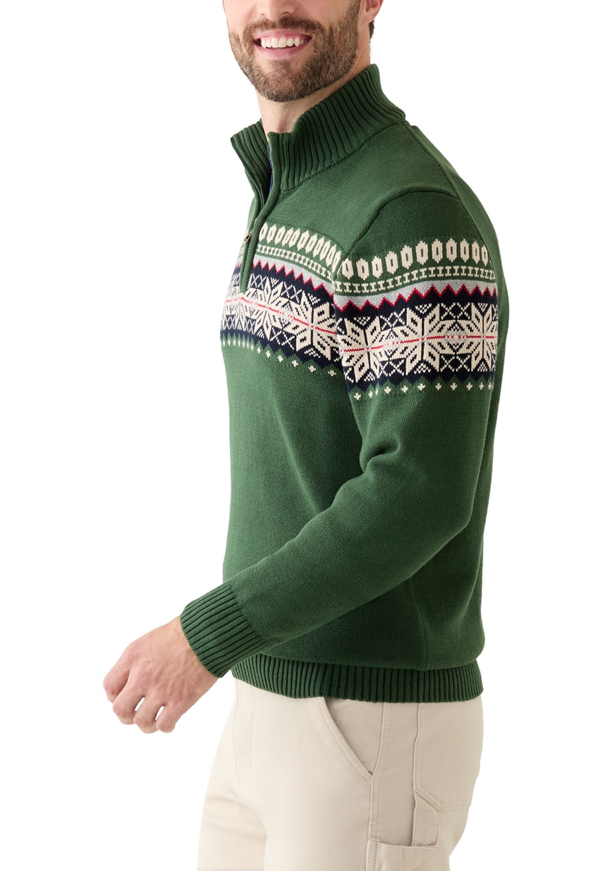 Mens Bold Yoke 3/4 Zip Sweater