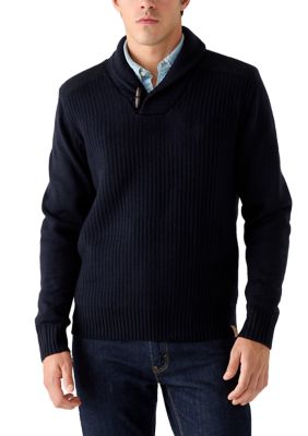 Weatherproof Vintage Men's Shawl Collar Toggle Pullover, Navy Blue, Small