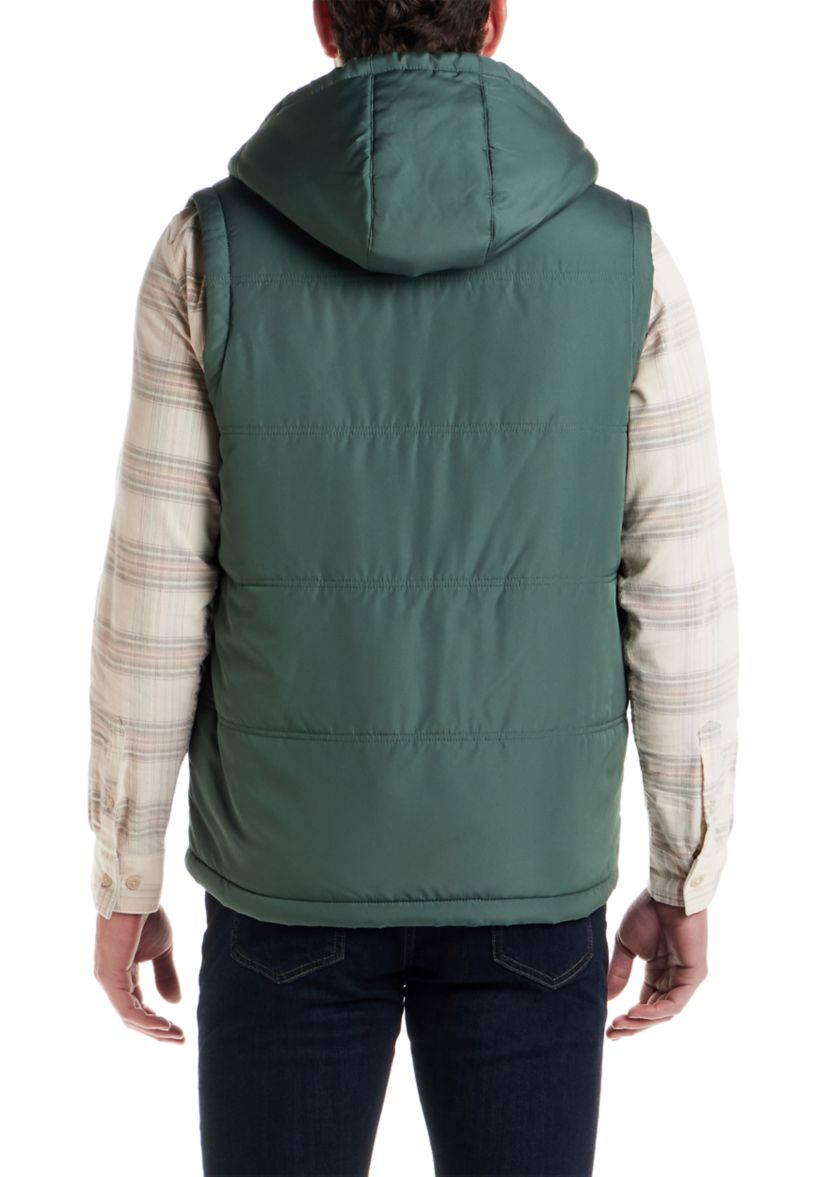  Mens Sherpa Lined Hooded Puffer Vest