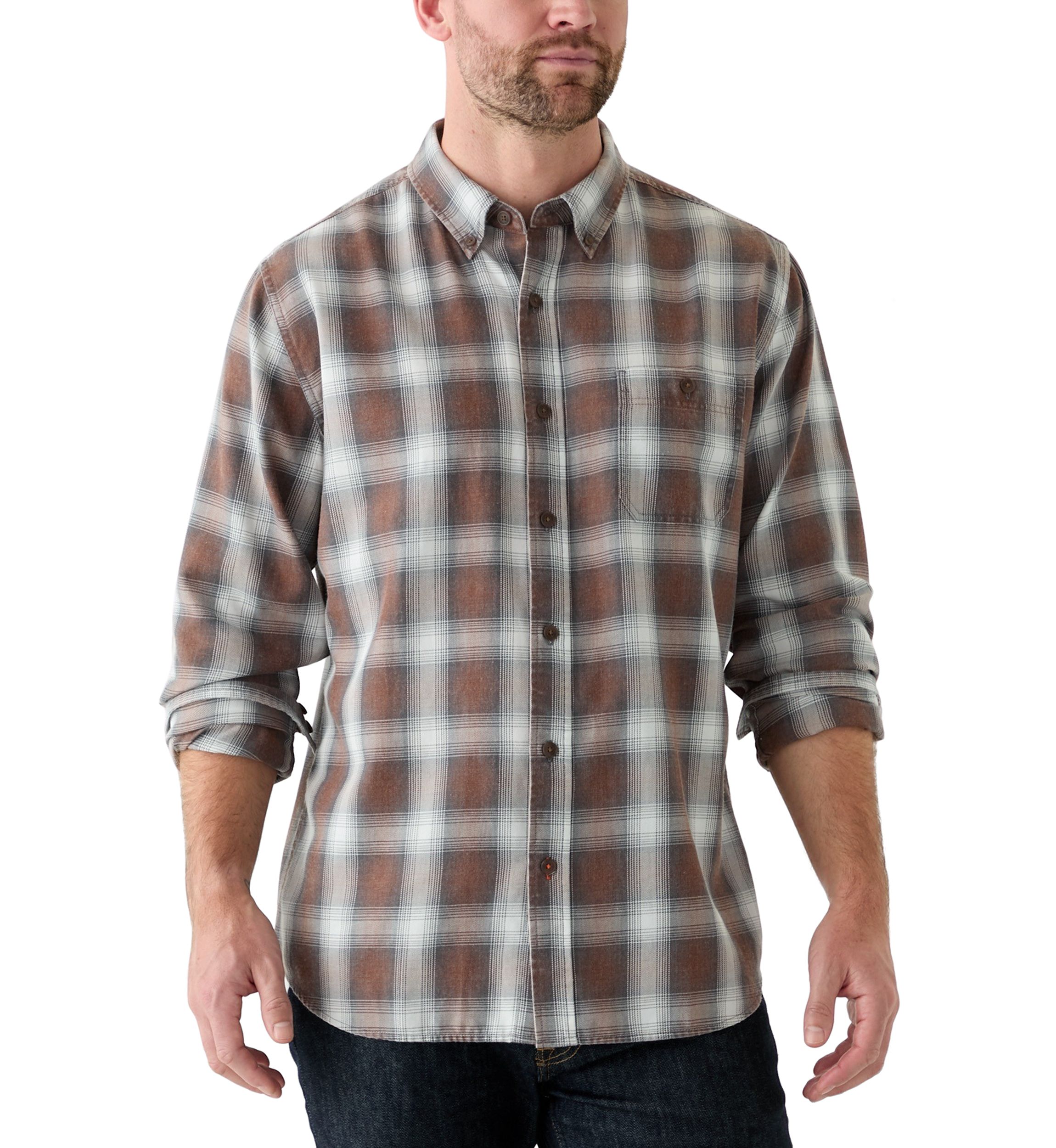 Mens Long Sleeve Burnout Plaid Shirt