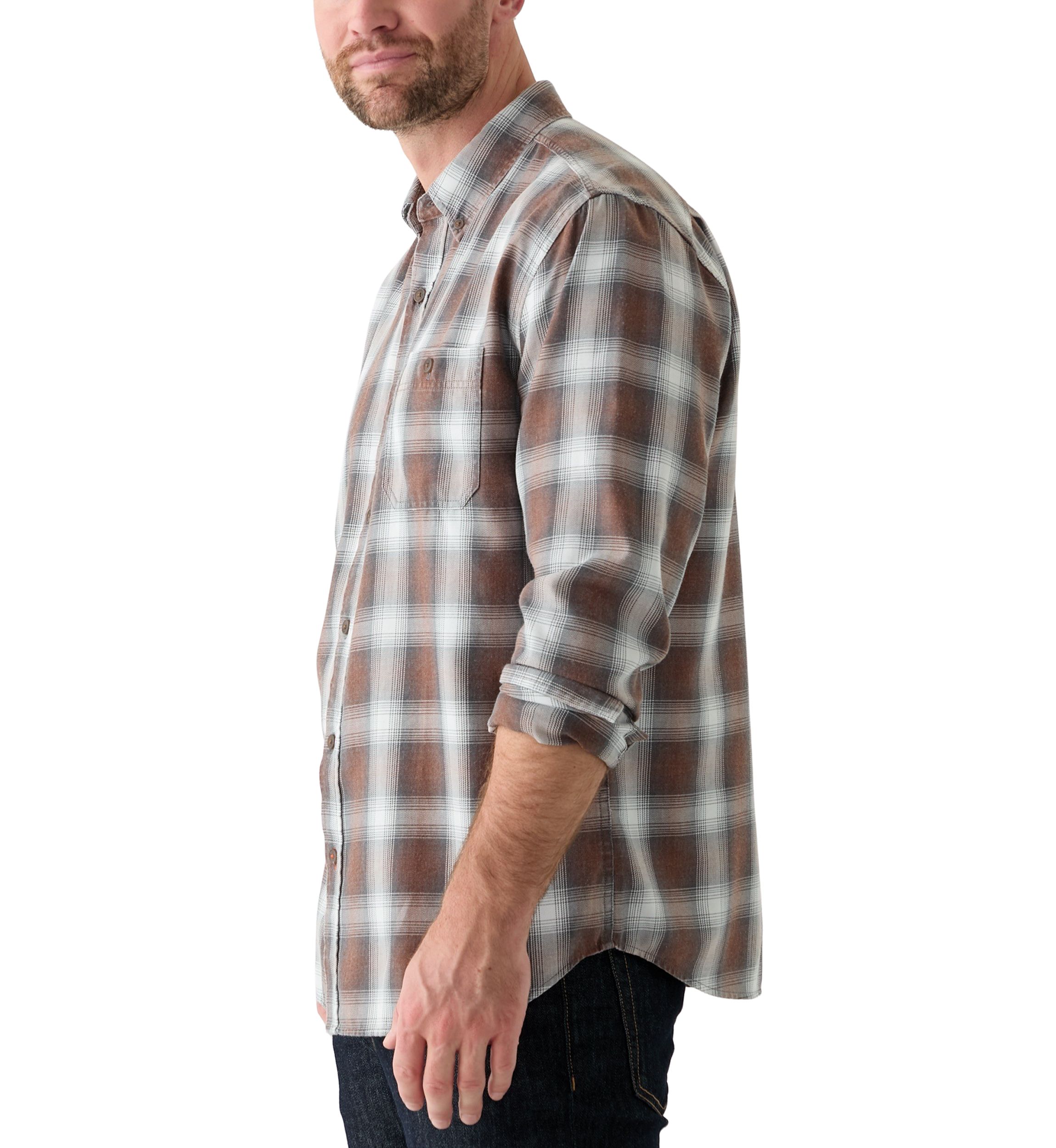 Mens Long Sleeve Burnout Plaid Shirt