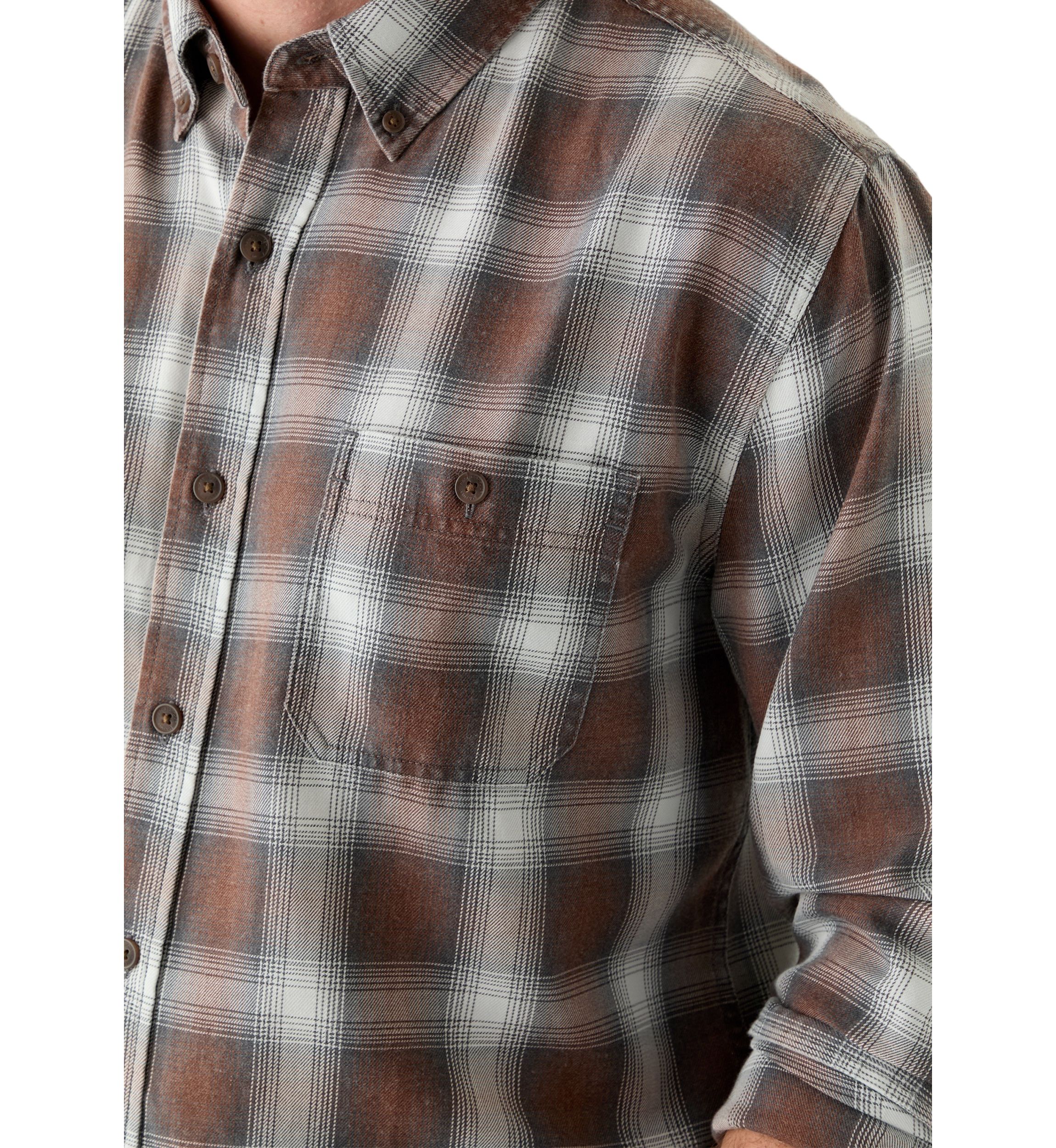 Mens Long Sleeve Burnout Plaid Shirt
