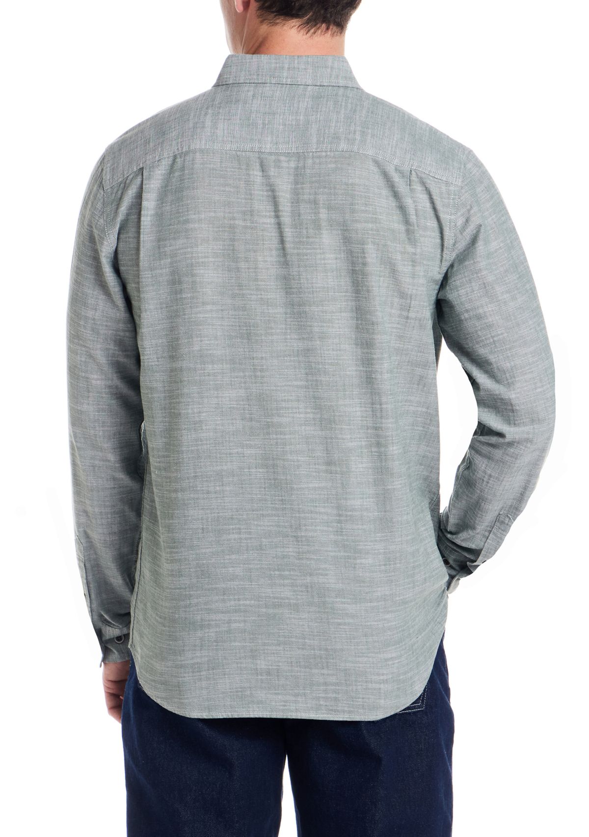 Mens Long Sleeve Winter Chambray Solid Shirt