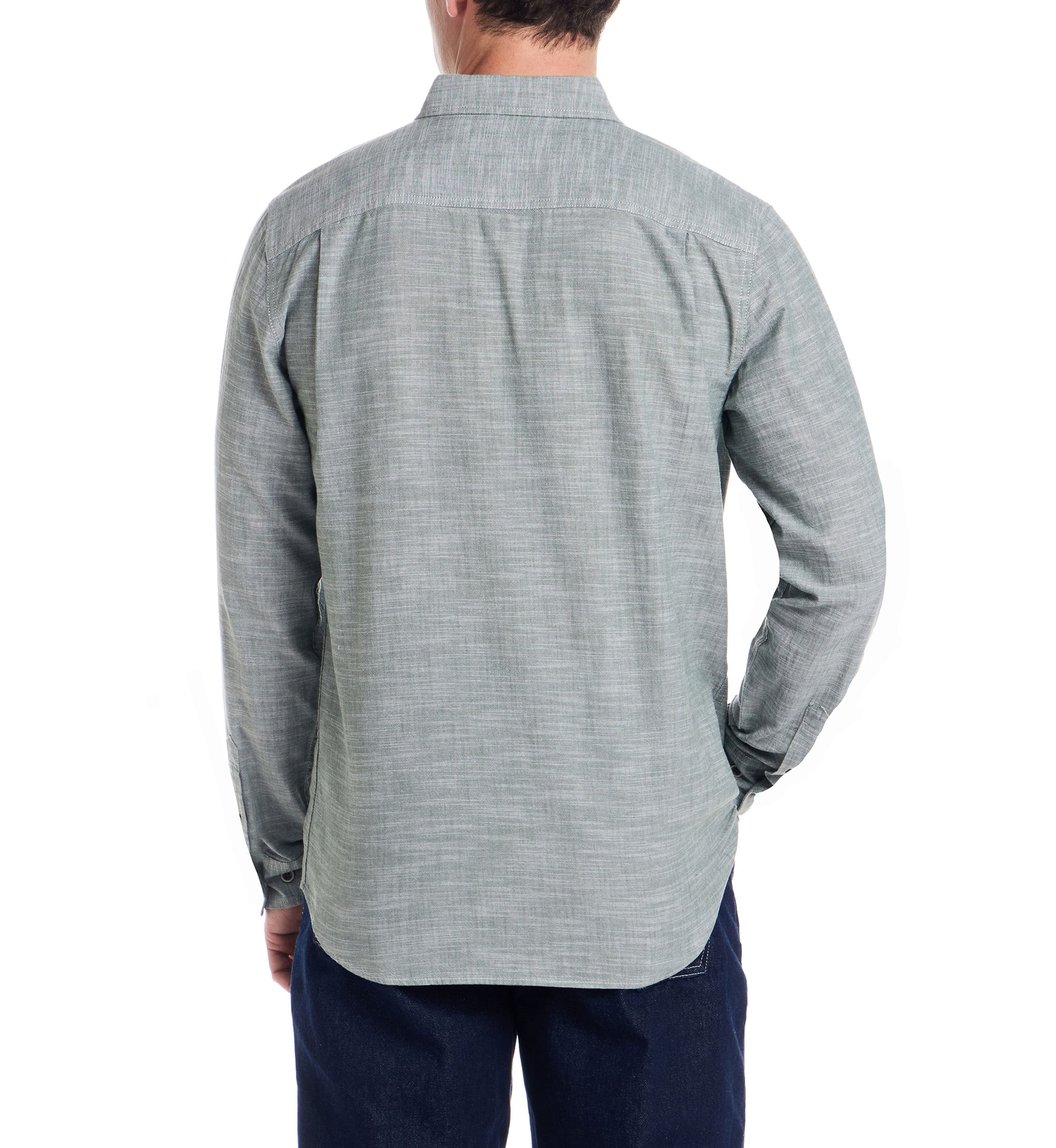 Mens Long Sleeve Winter Chambray Solid Shirt