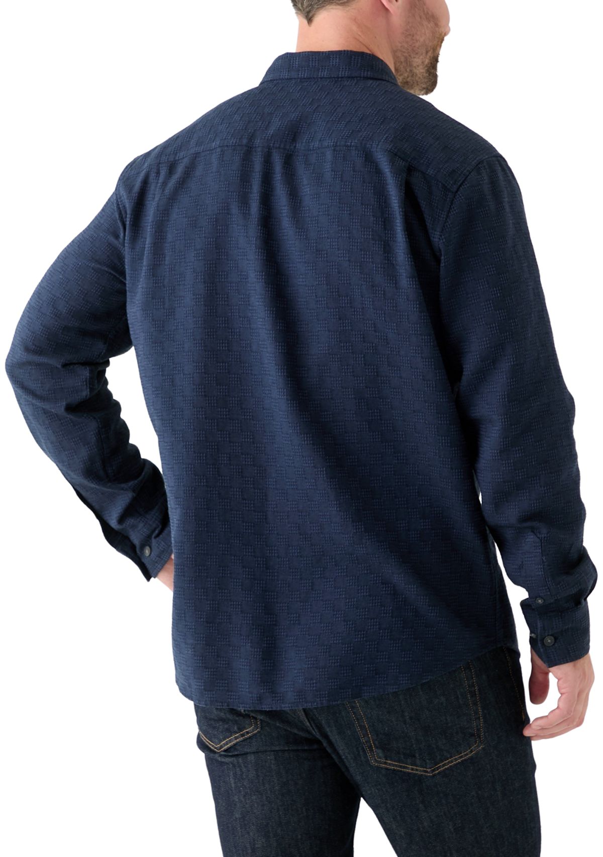 Mens Long Sleeve Textured Dobby Shirt