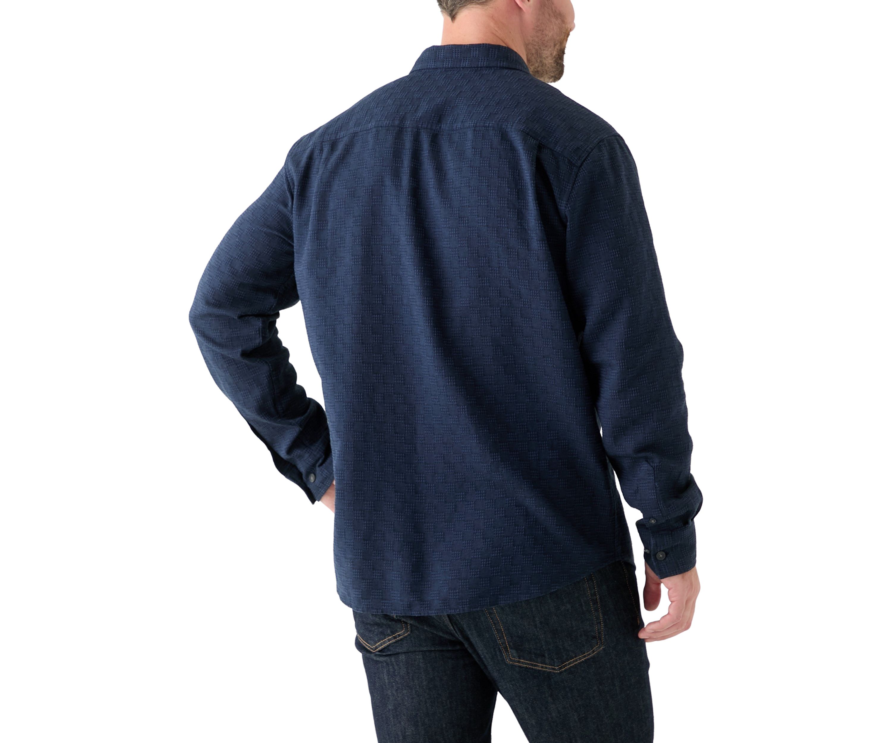 Mens Long Sleeve Textured Dobby Shirt