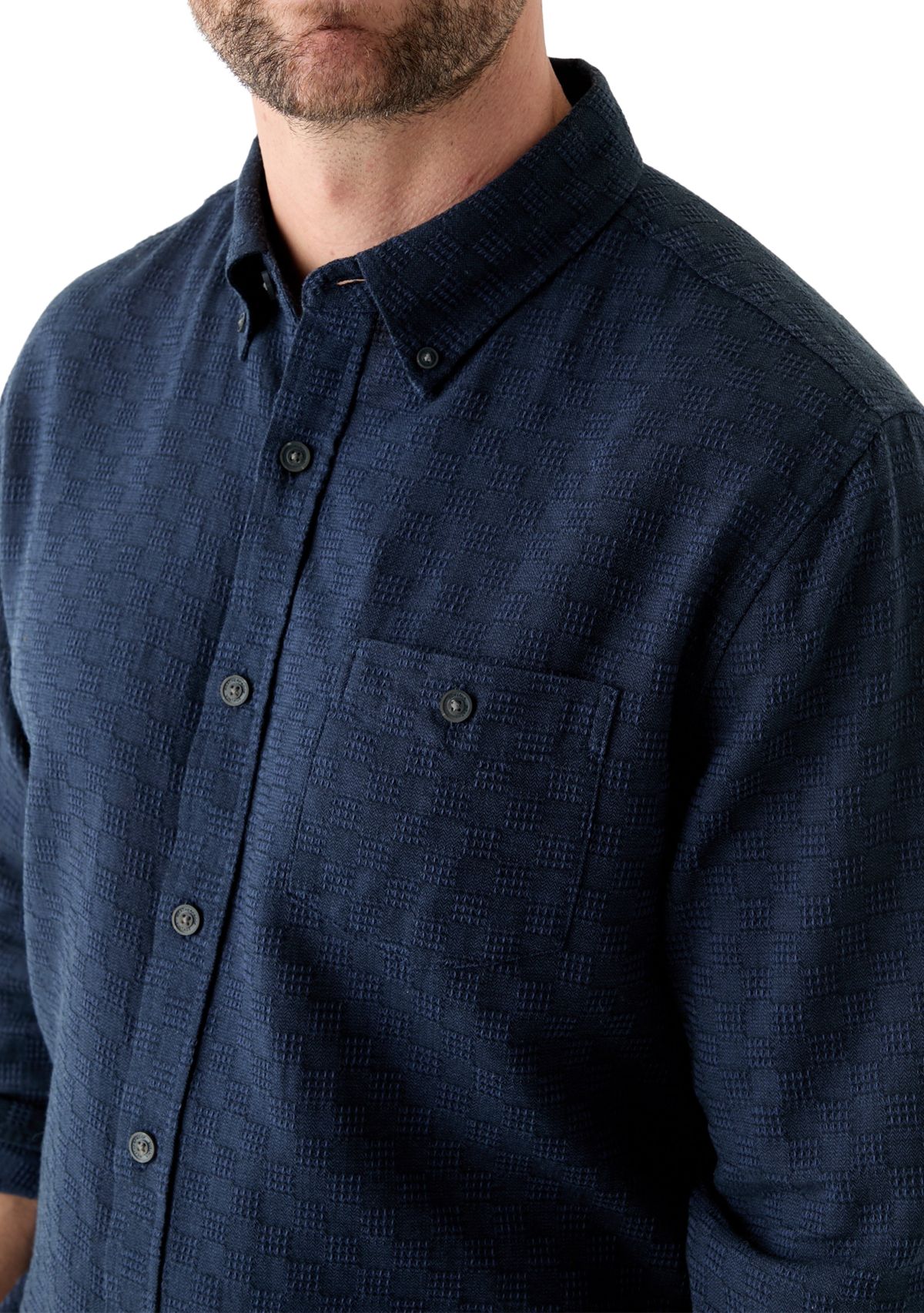 Mens Long Sleeve Textured Dobby Shirt