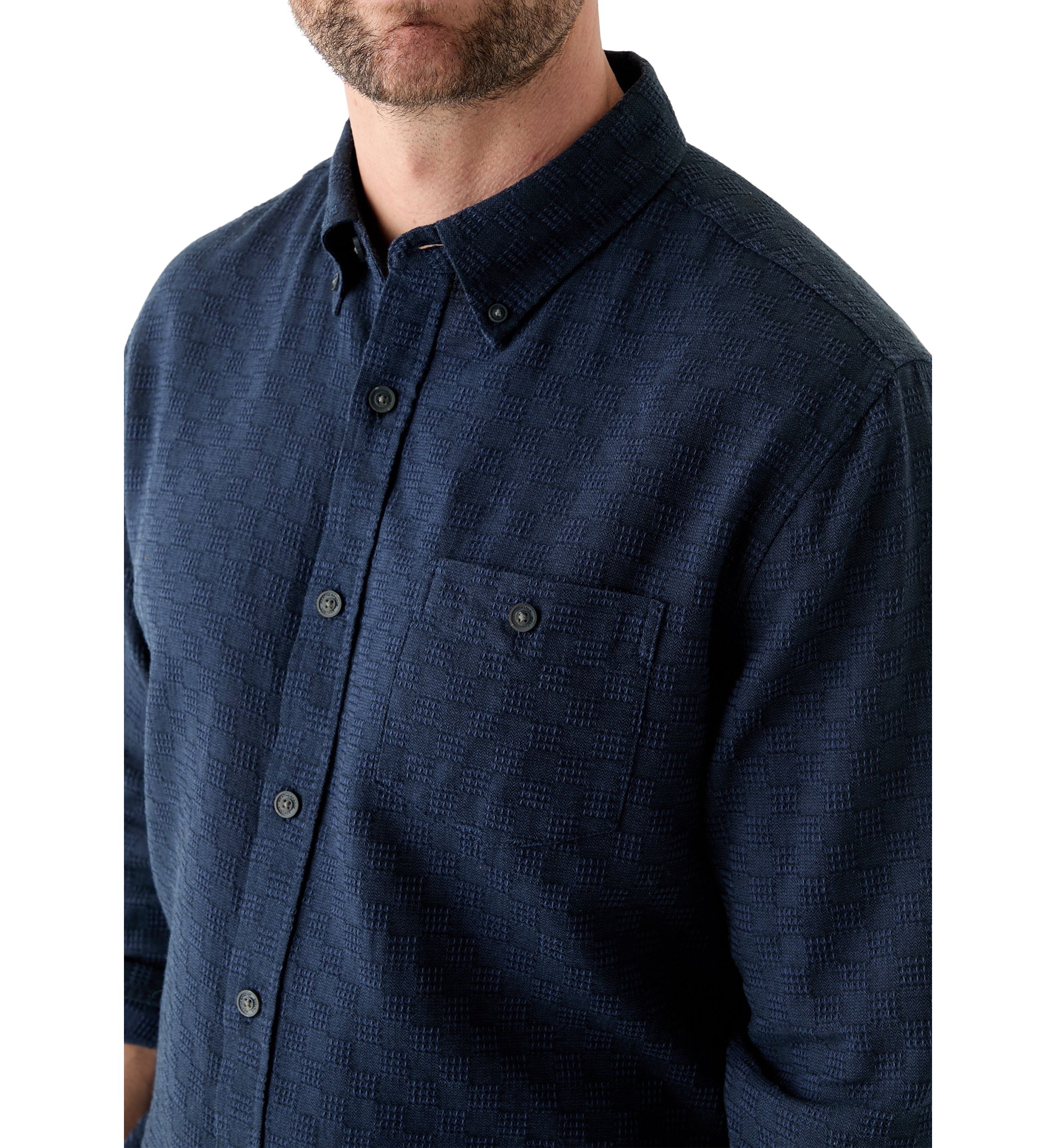 Mens Long Sleeve Textured Dobby Shirt