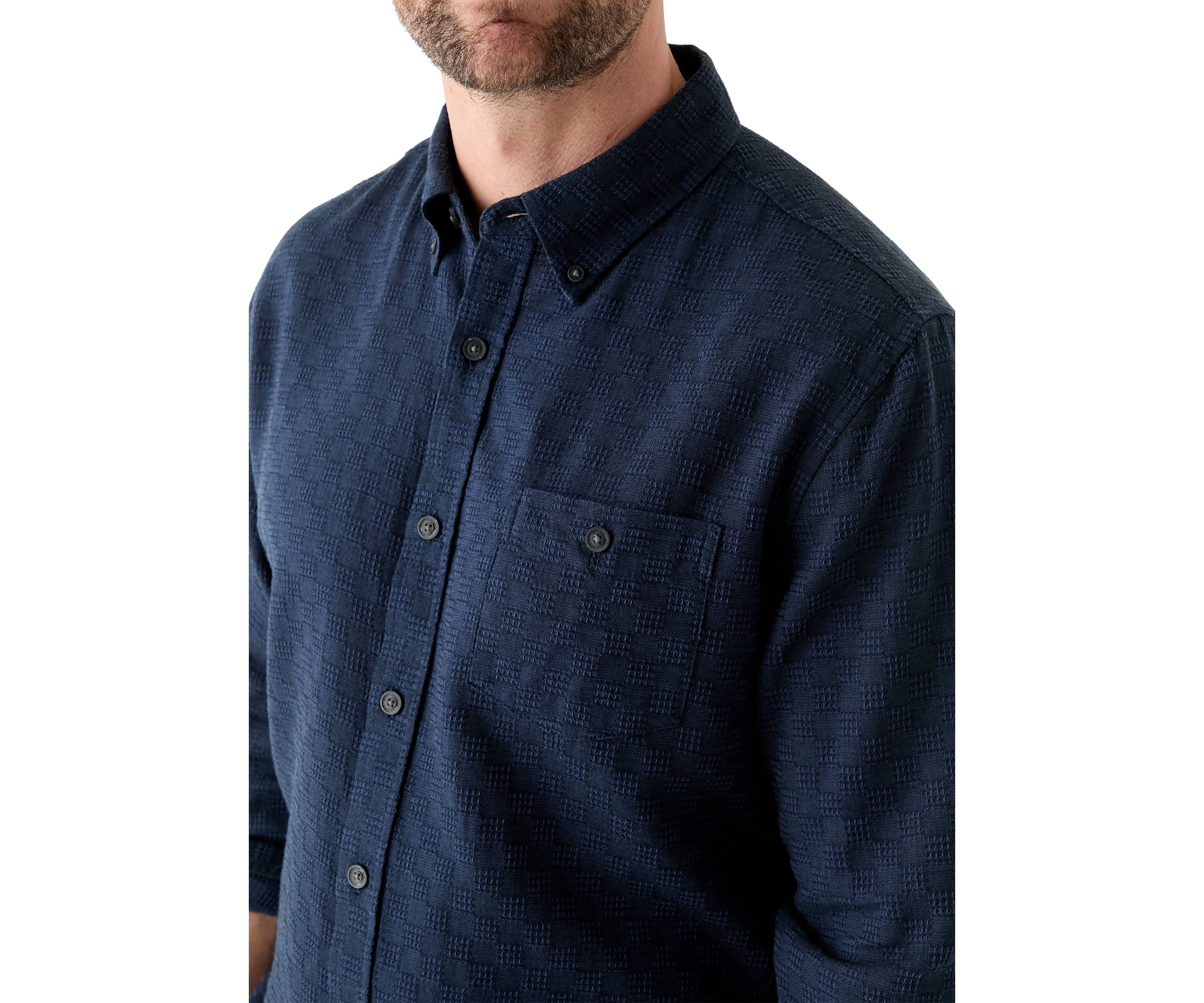 Mens Long Sleeve Textured Dobby Shirt
