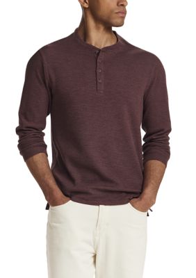 Weatherproof Vintage Men's Long Sleeve Variegated Microstripe Waffle Henley Shirt