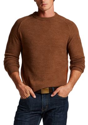 Weatherproof Vintage Men's Long Sleeve Soft Touch Textured Raglan Crew Neck T-Shirt