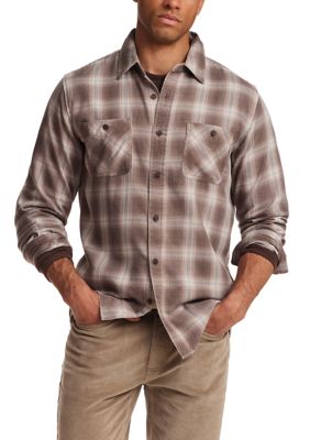 Weatherproof Vintage Men's Long Sleeve Burnout Plaid Shirt, 2XL Regular