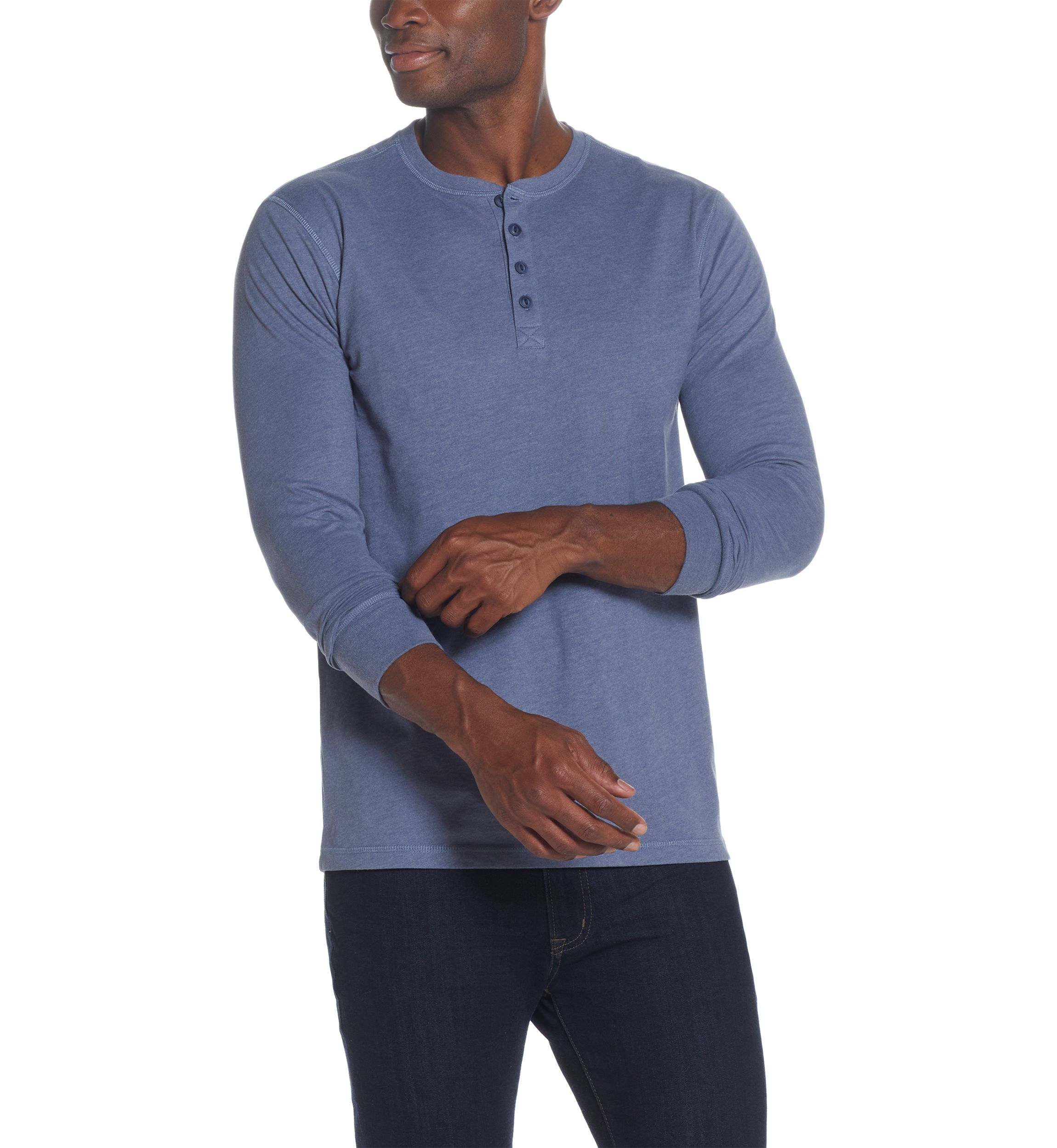 Mens Long Sleeve Brushed Jersey Henley Shirt