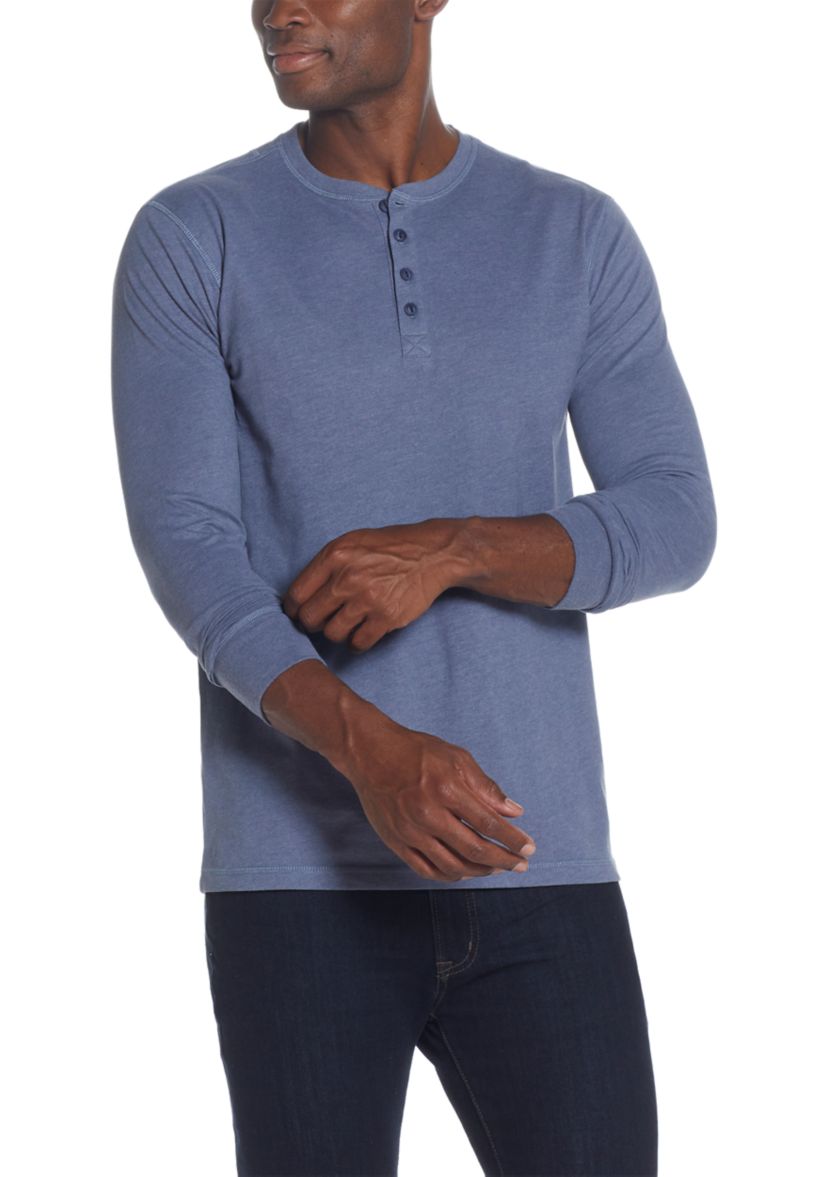 Mens Long Sleeve Brushed Jersey Henley Shirt