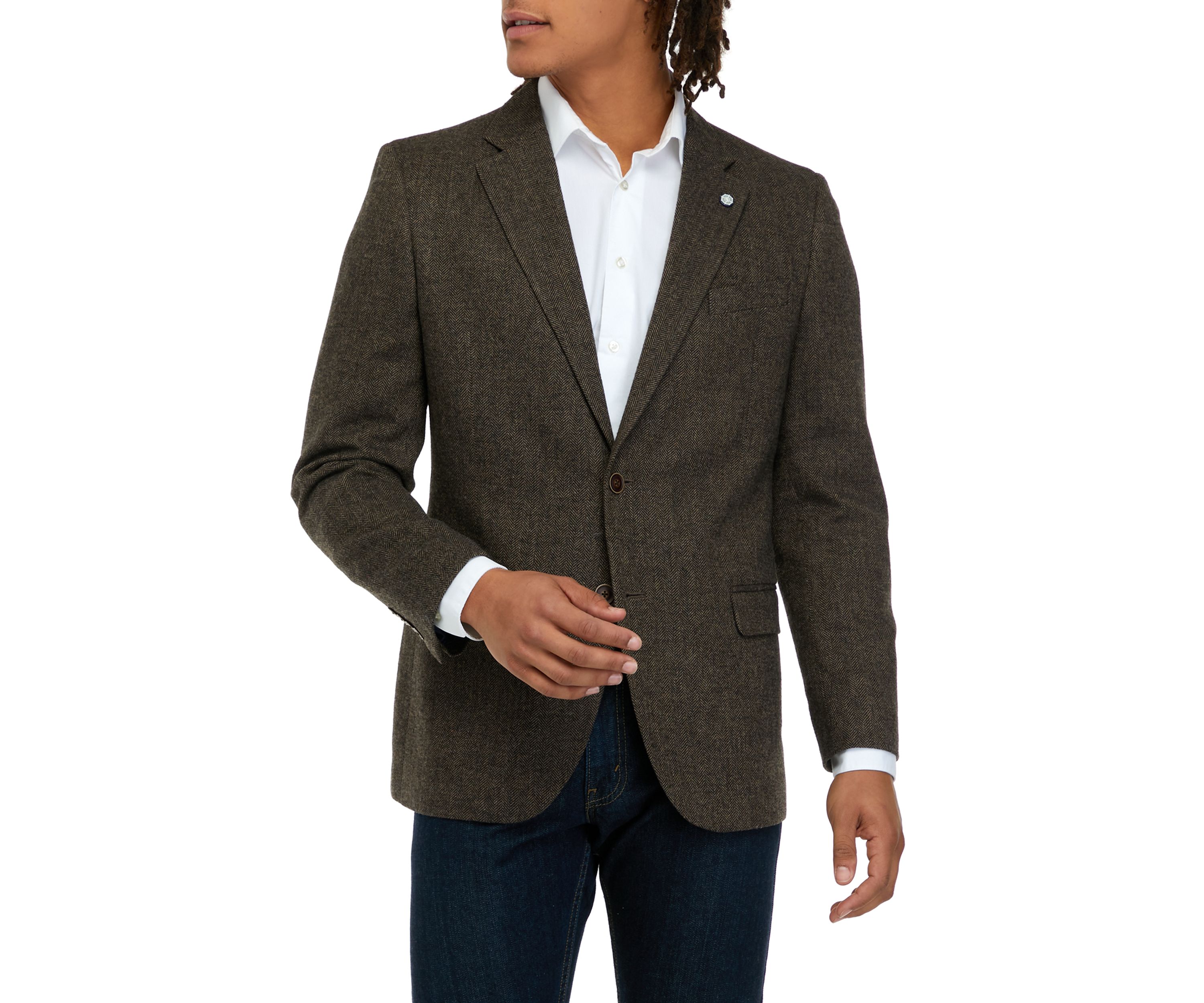 Mens Brown Herringbone Sport Coat