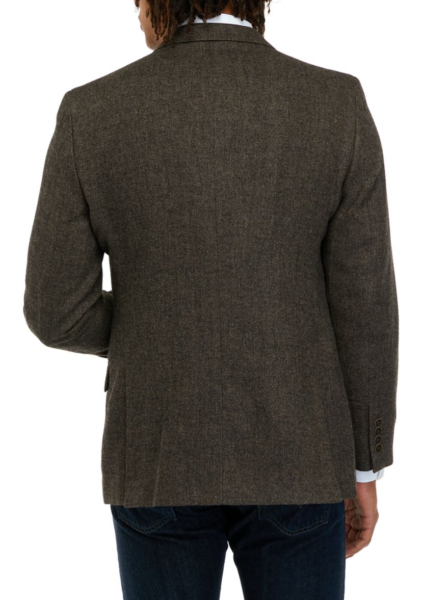 Mens Brown Herringbone Sport Coat