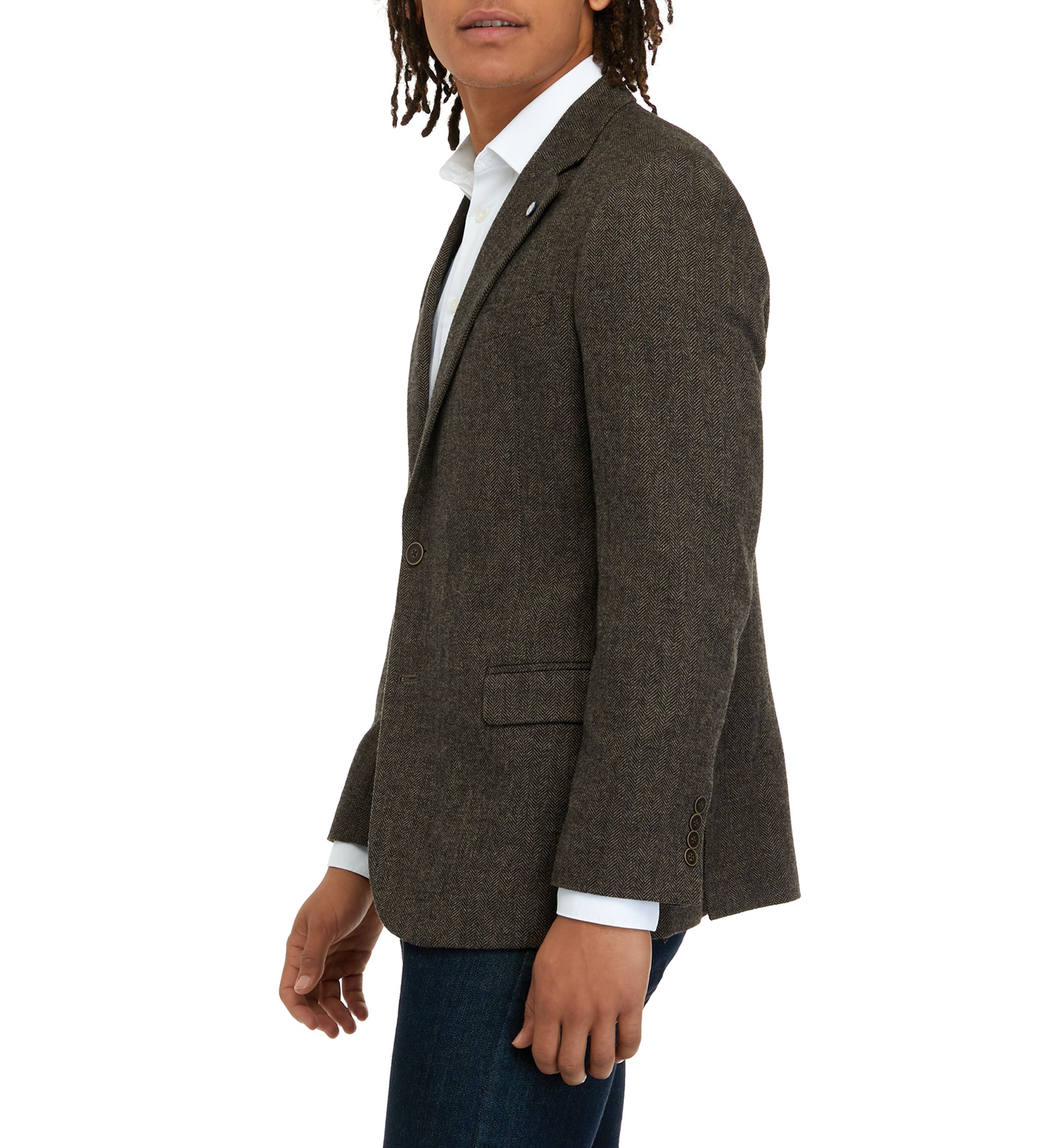 Mens Brown Herringbone Sport Coat