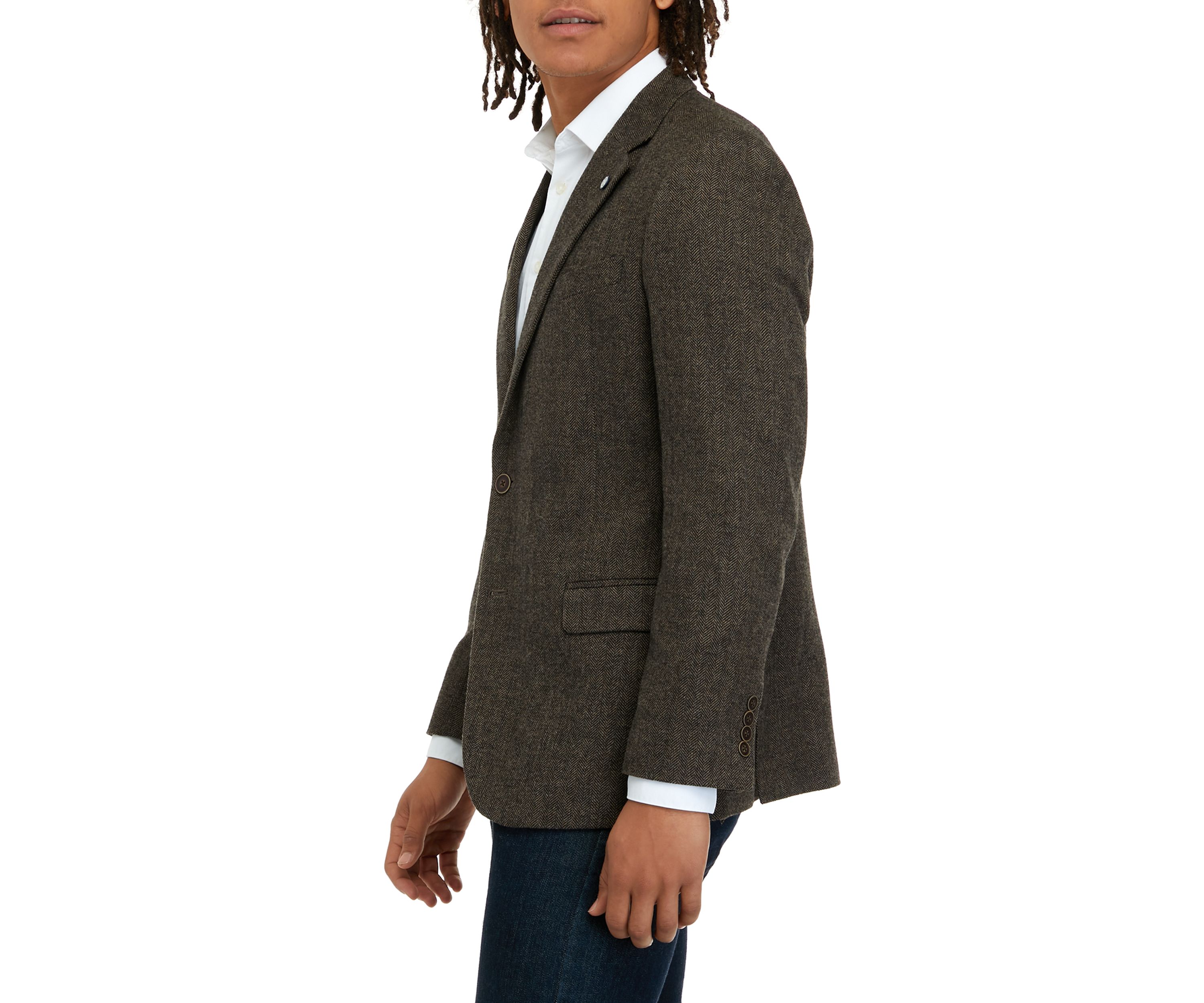Mens Brown Herringbone Sport Coat