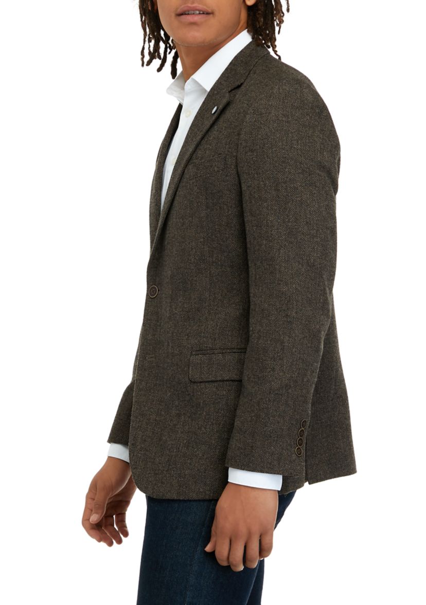 Mens Brown Herringbone Sport Coat