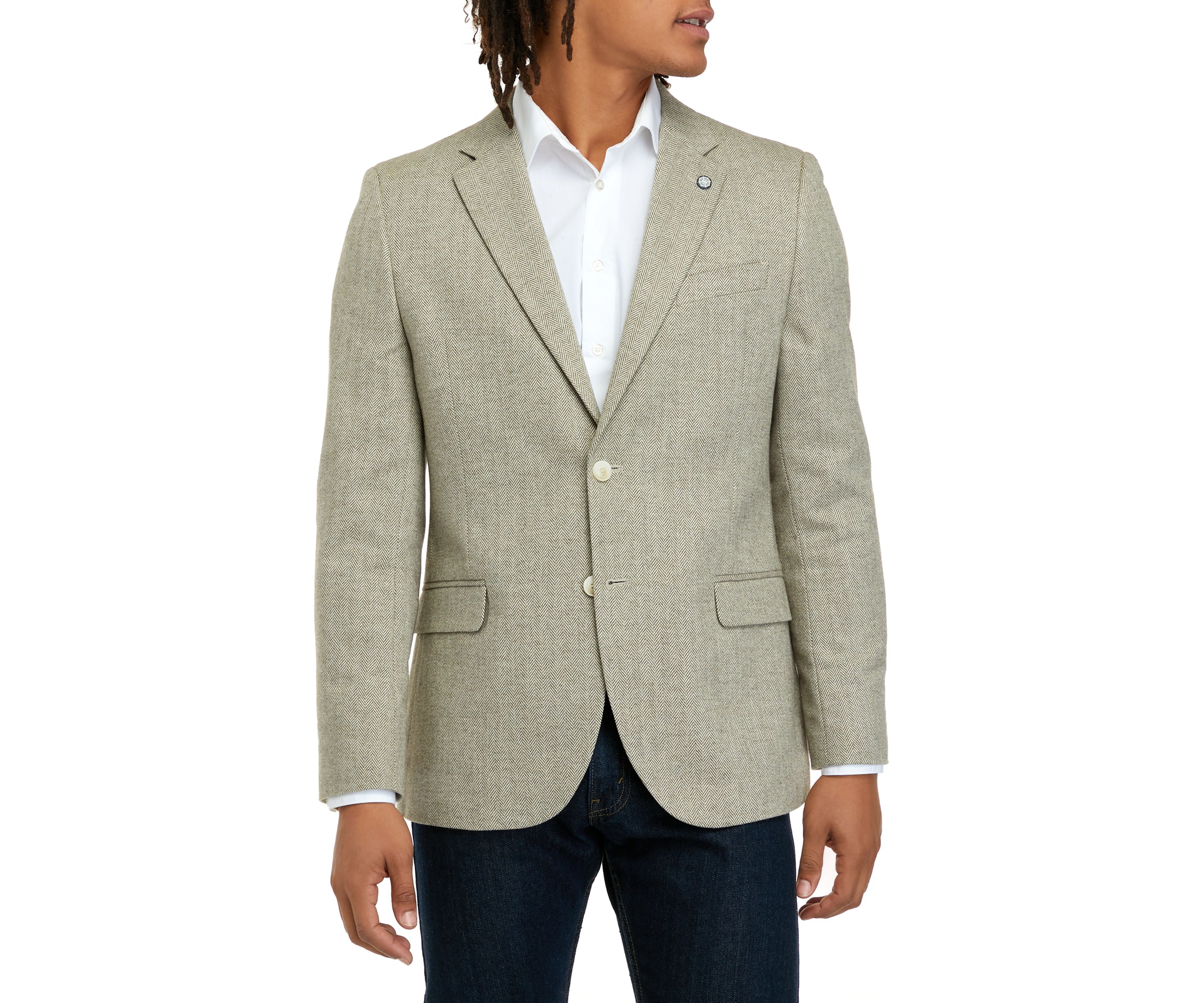 Mens Tan Herringbone Sport Coat