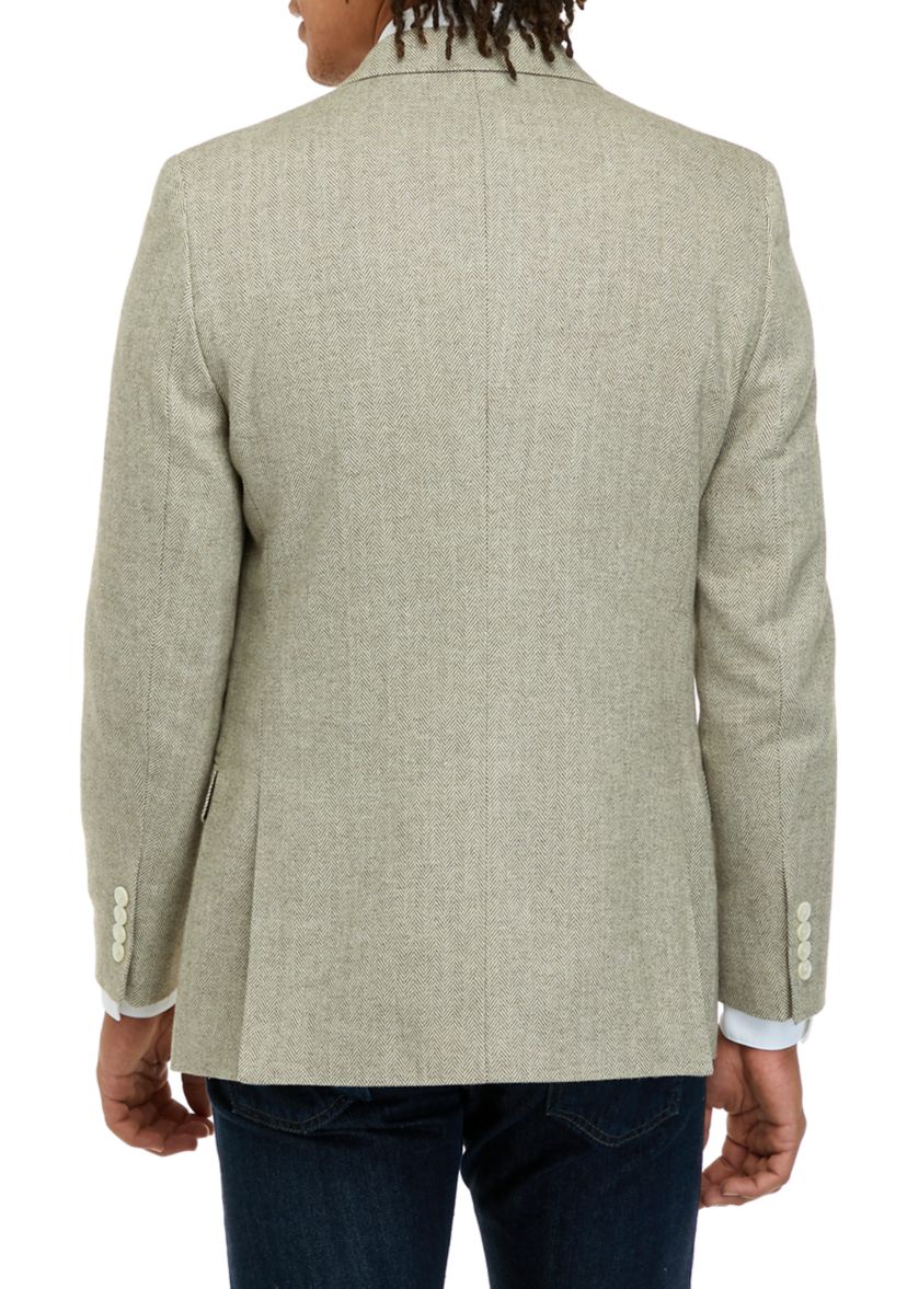 Mens Tan Herringbone Sport Coat